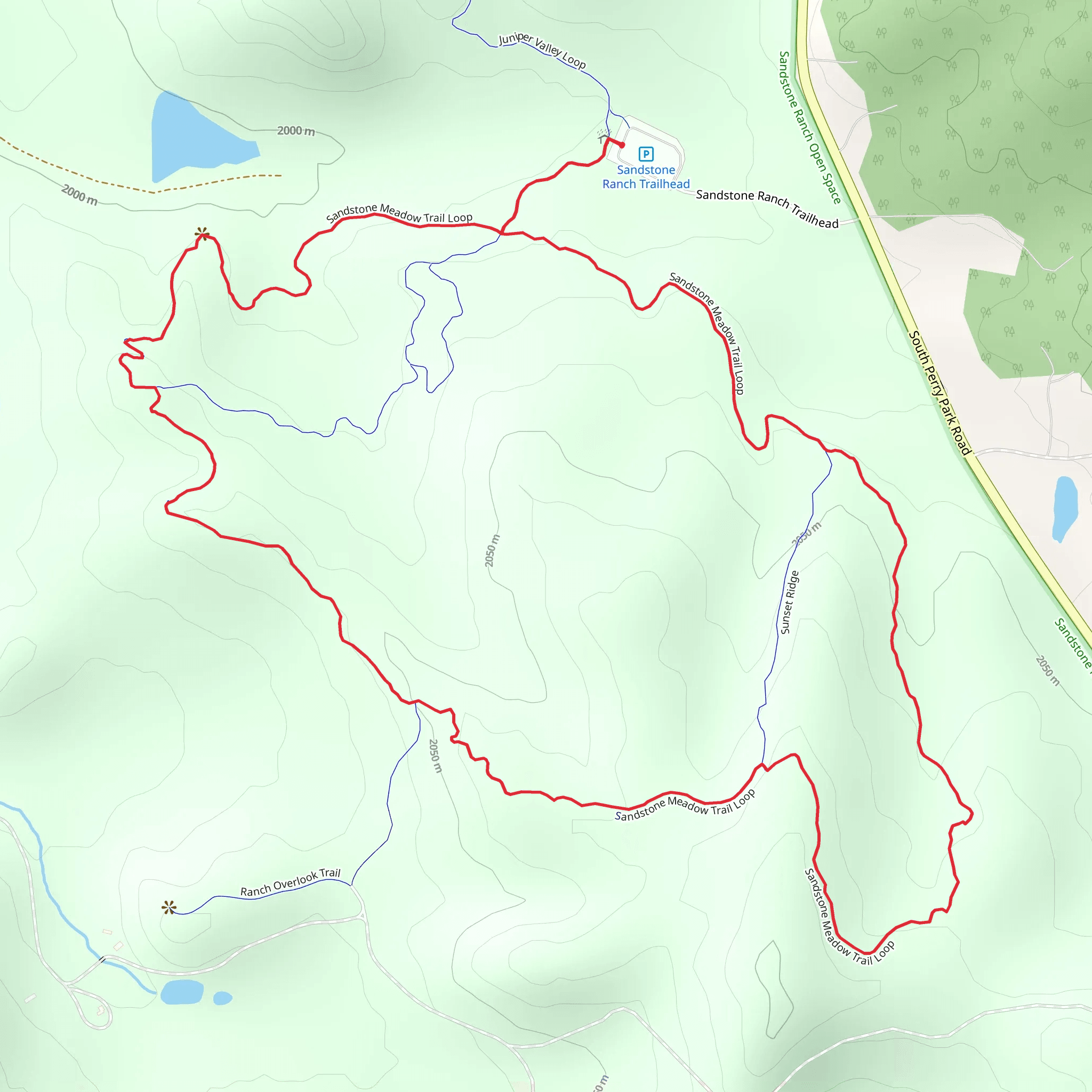 Sandstone Meadow Loop Trail - South Perry Park Road mobile static map