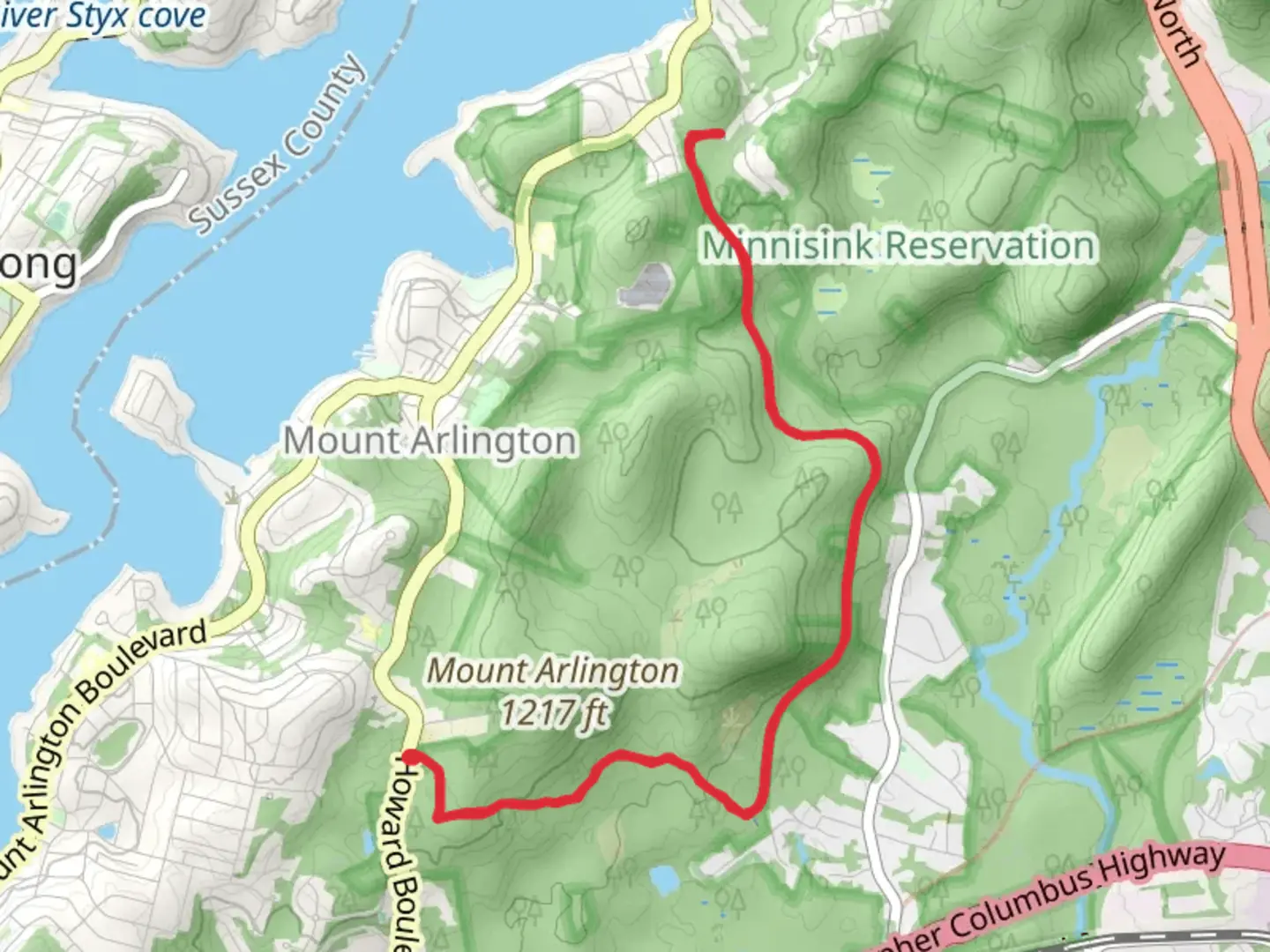 An image depicting the trail Berkshire Valley WMA Rail and Yellow Trail and its surrounding area.