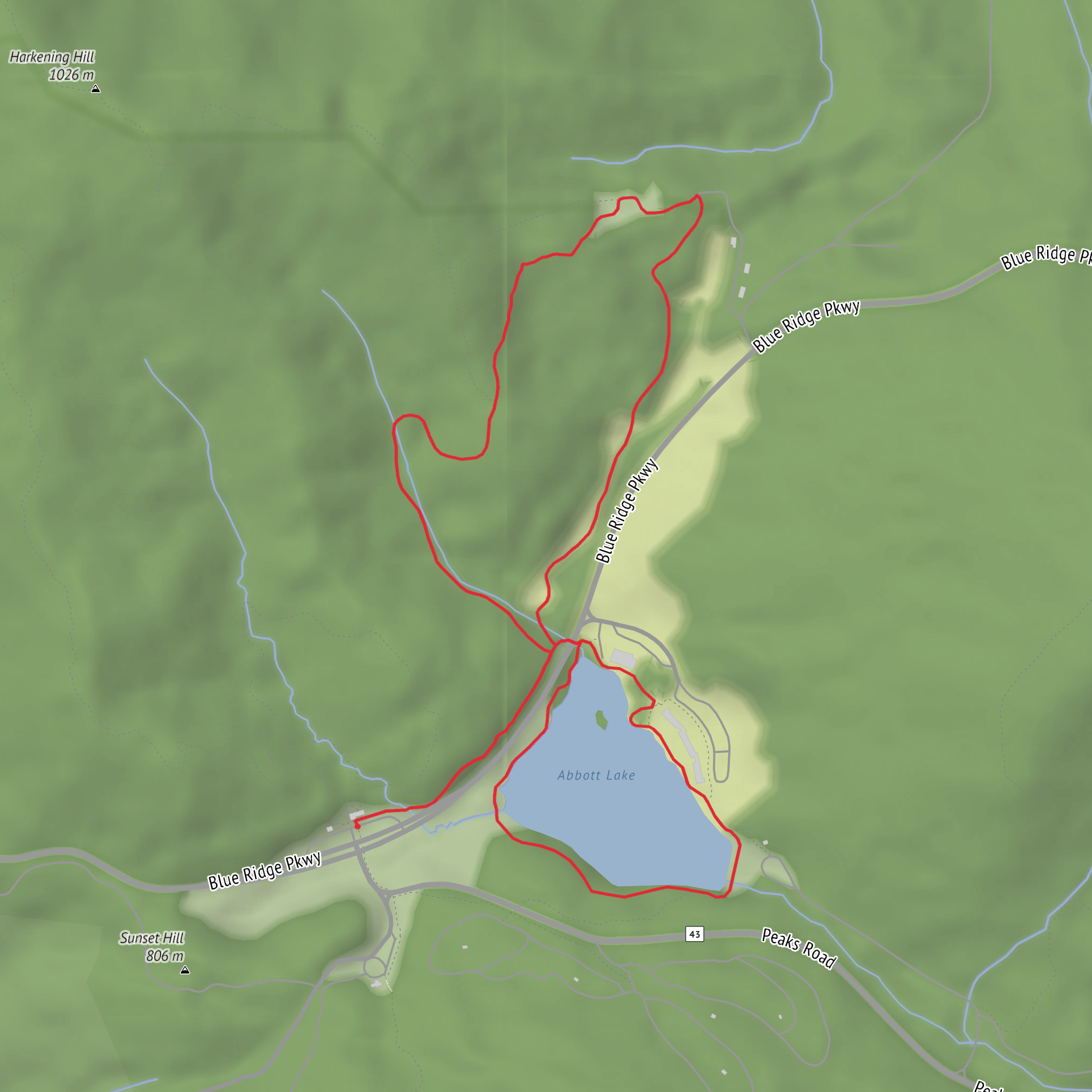 Johnson Trail and Abbott Lake Loop mobile static map