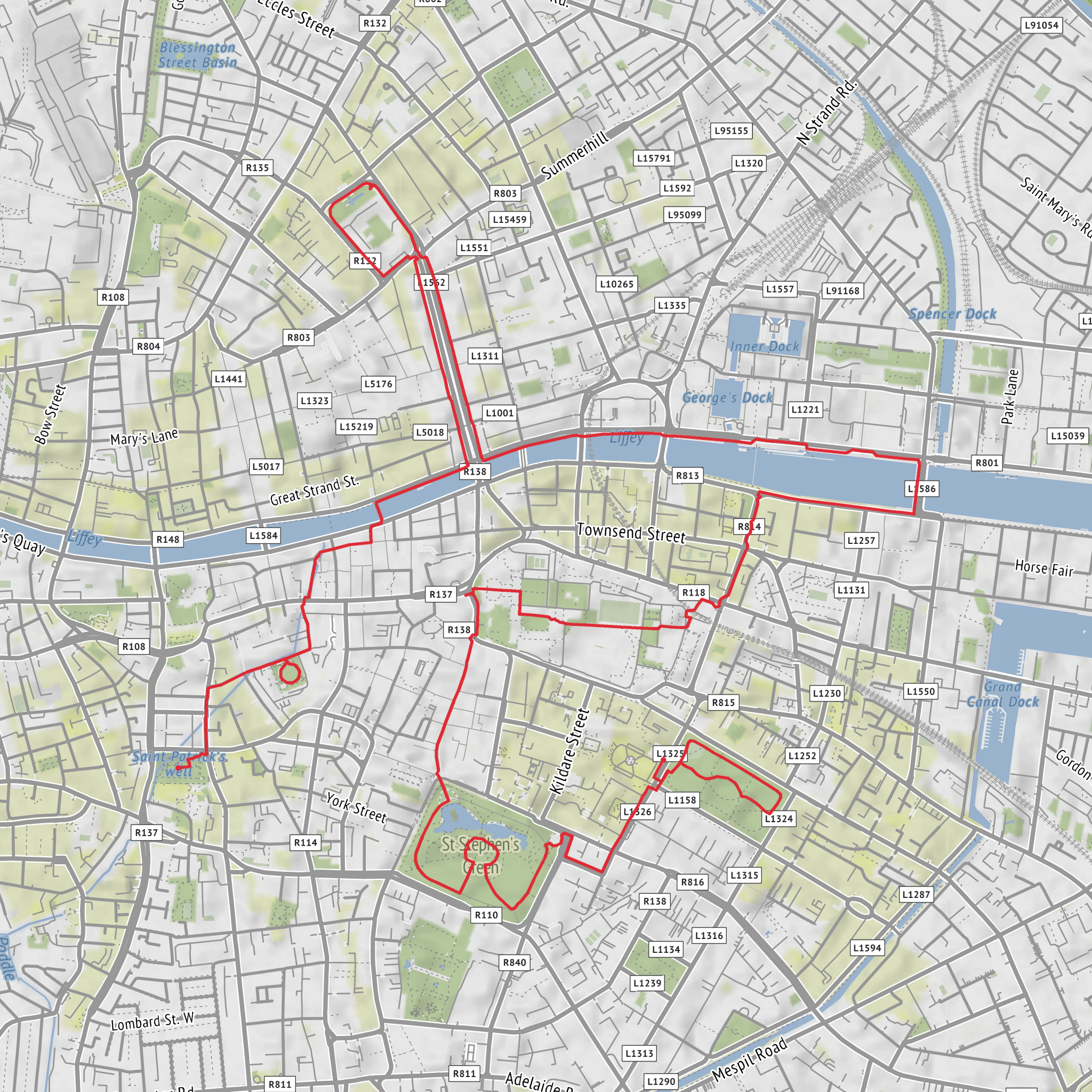 Dublin City - Long Route mobile static map