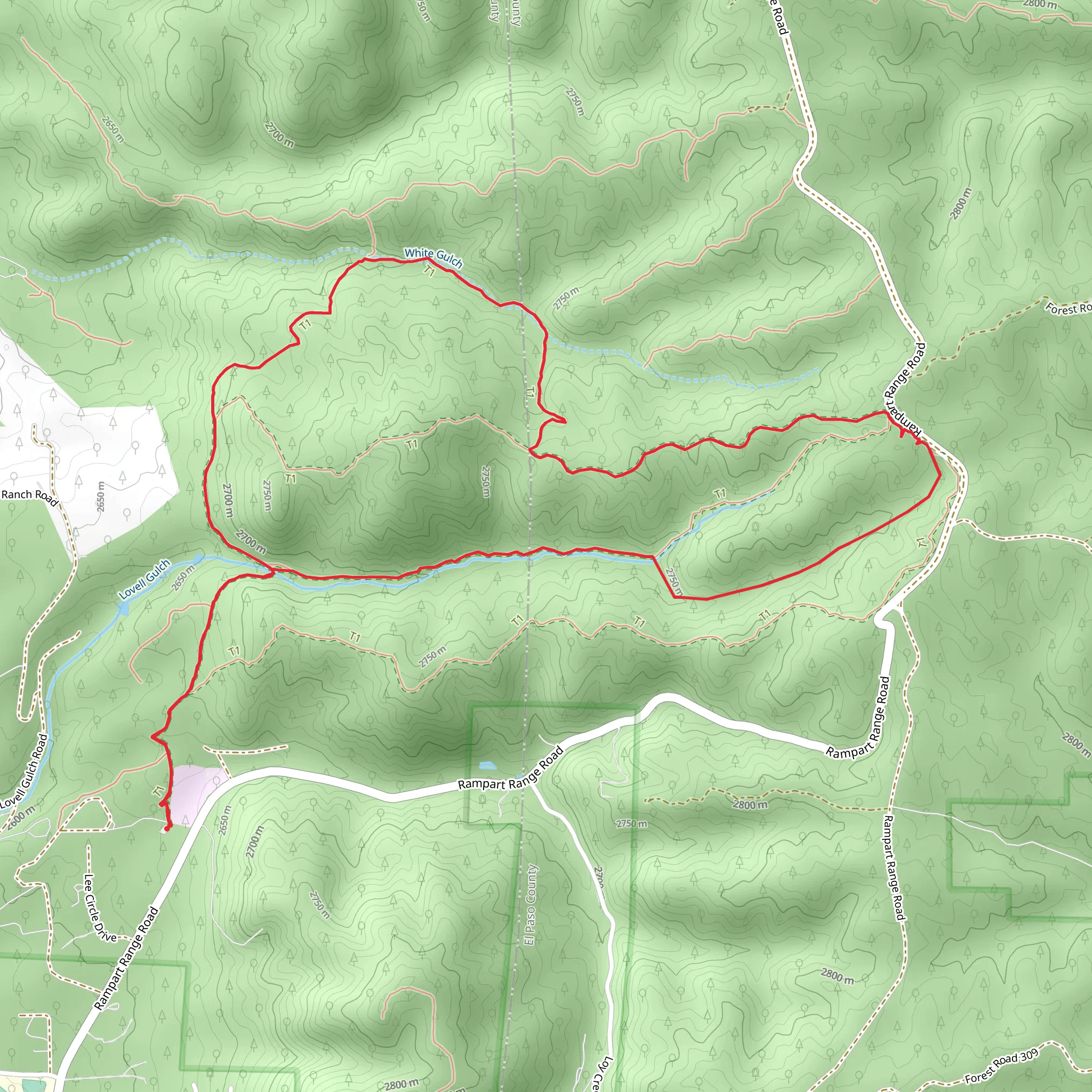 Lovell Gulch and Lovell-White Gulch Connector Loop Trail mobile static map