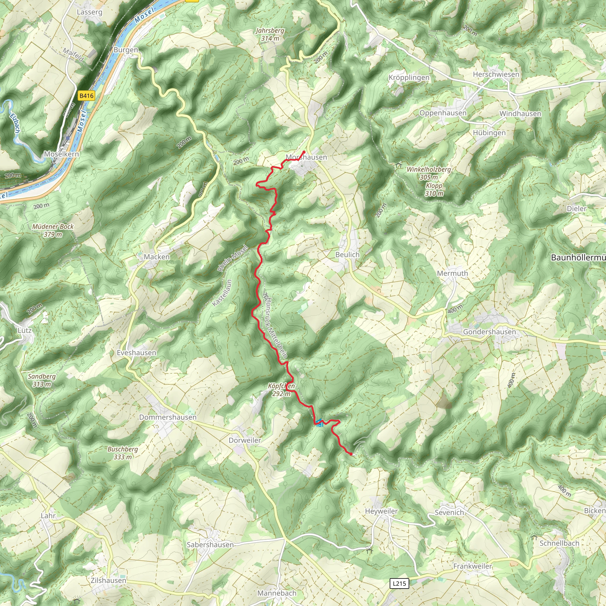 Schorfeld to Morshausen via Baybachtal Weg mobile static map