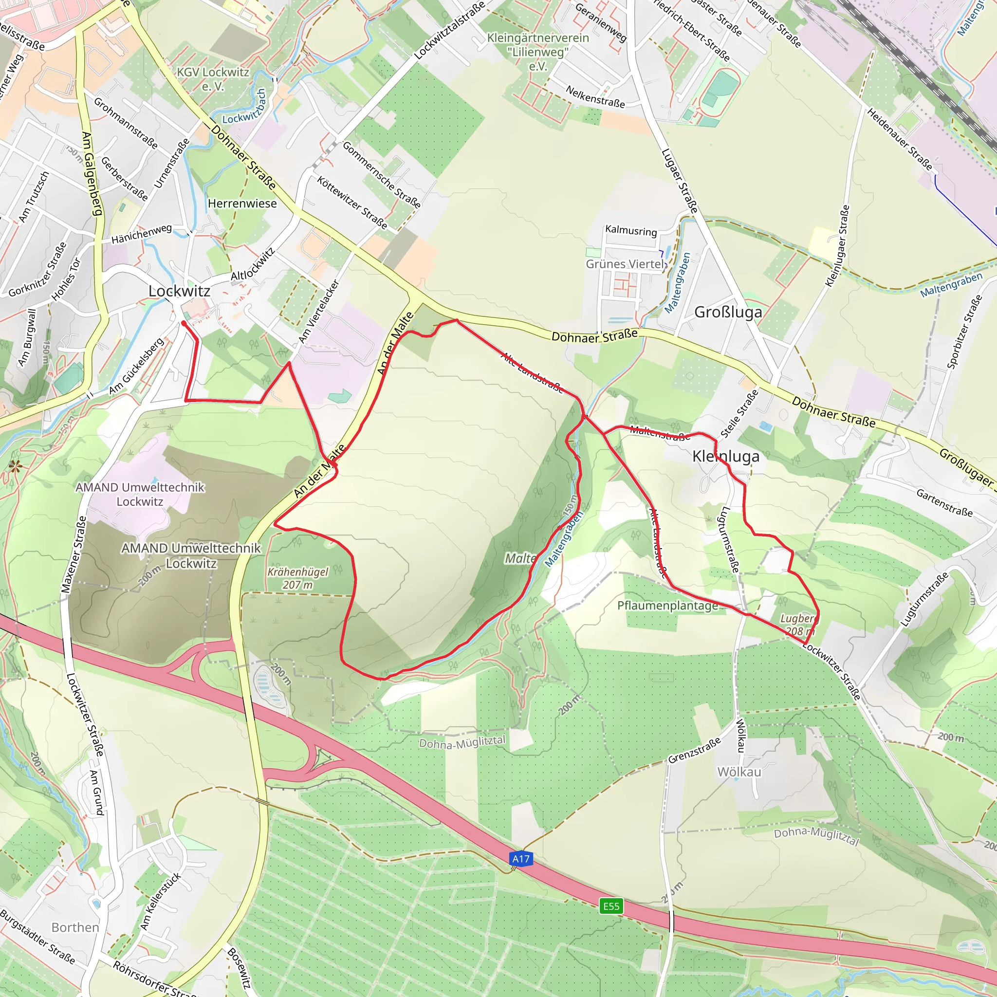 Malte and Lugberg Loop via Am Krähenhügel mobile static map