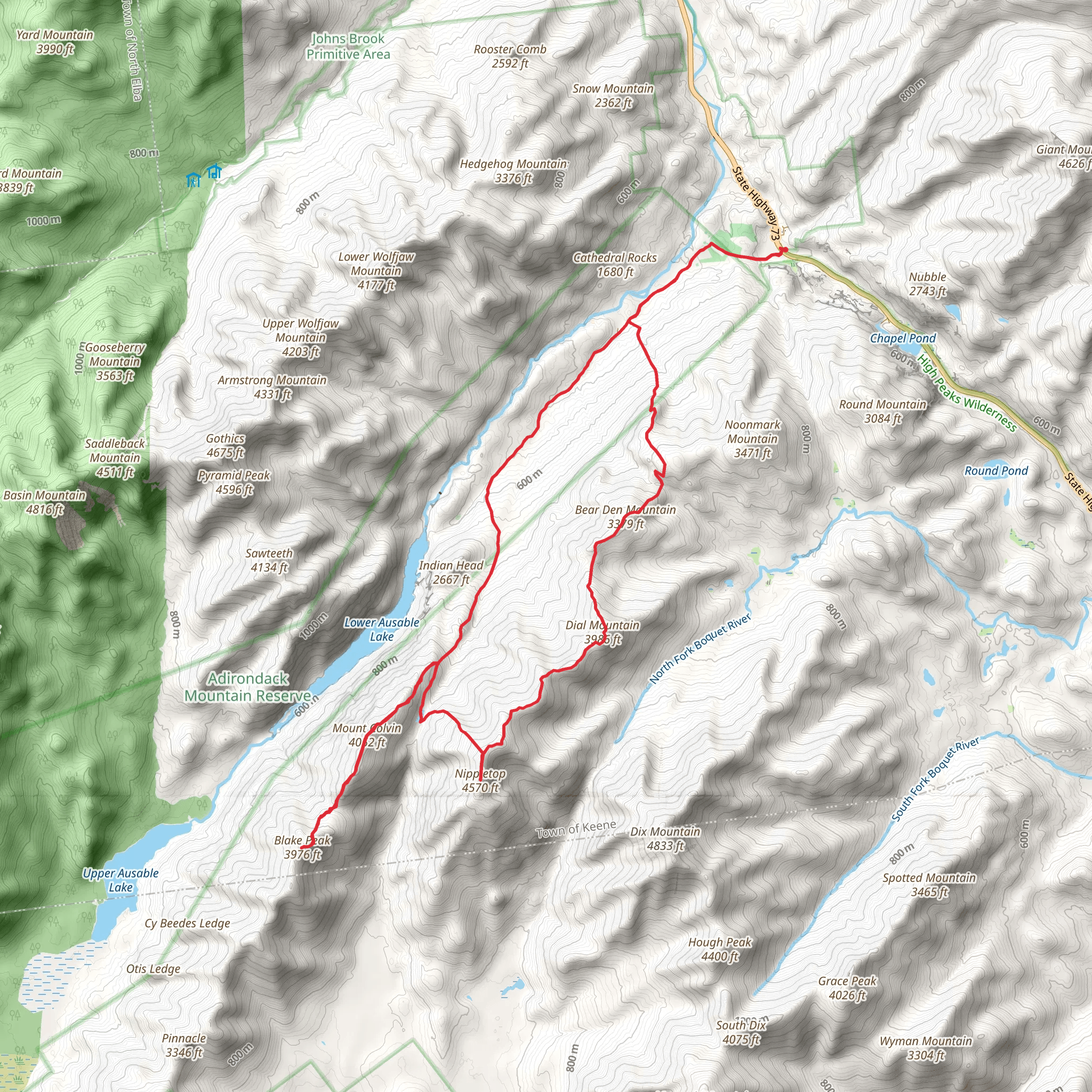 Blake Peak and Nippletop Loop mobile static map