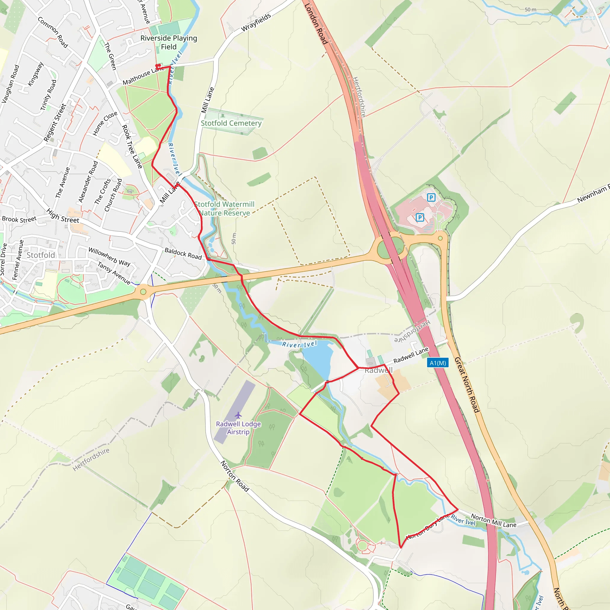 Stotfold Mill Walk mobile static map
