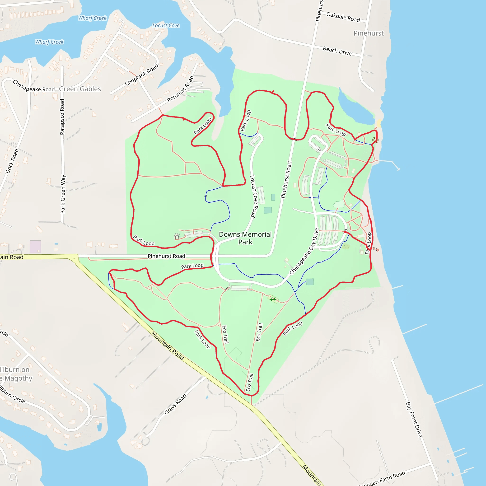 Downs Memorial Park Loop mobile static map