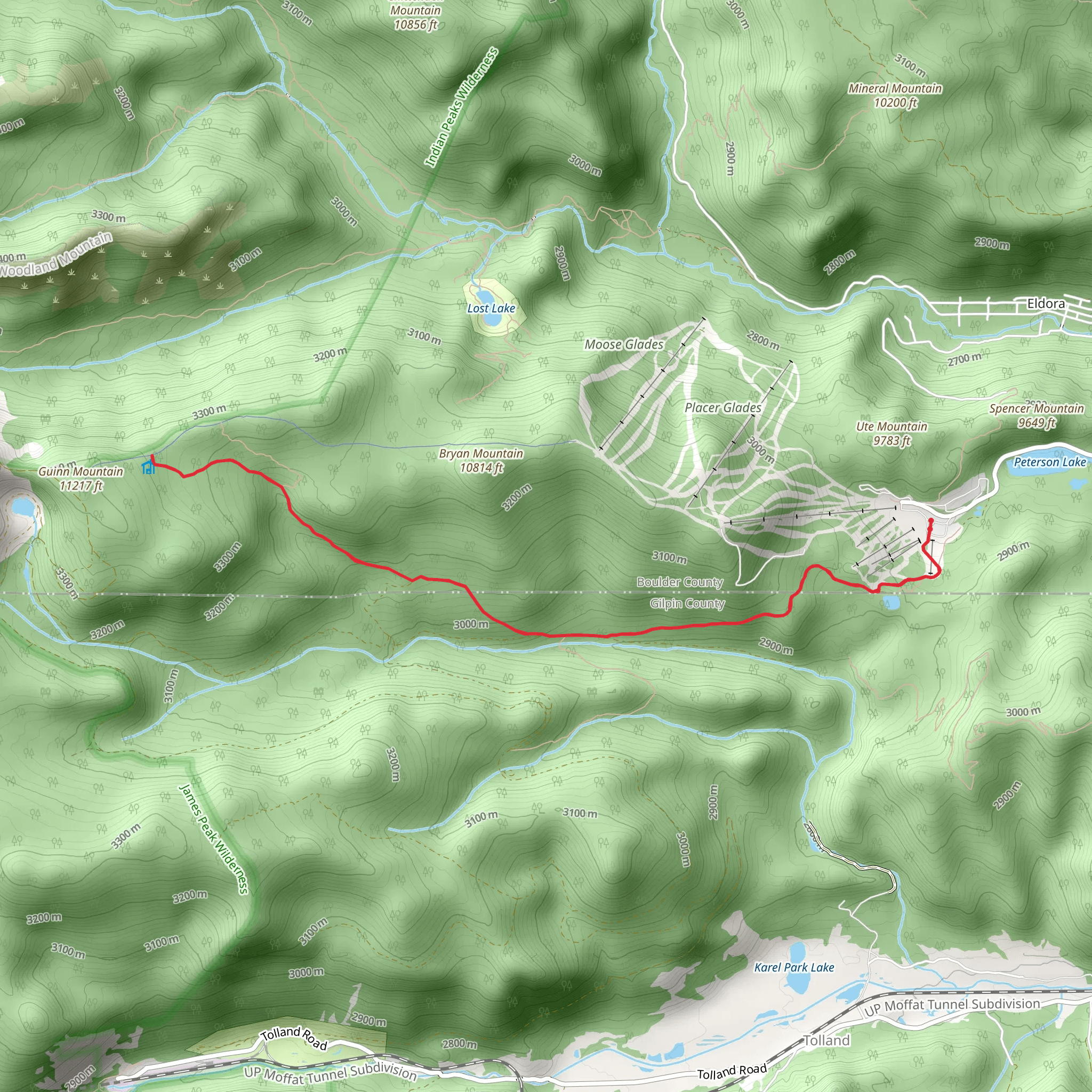 Guinn Mountain Hut Trail mobile static map
