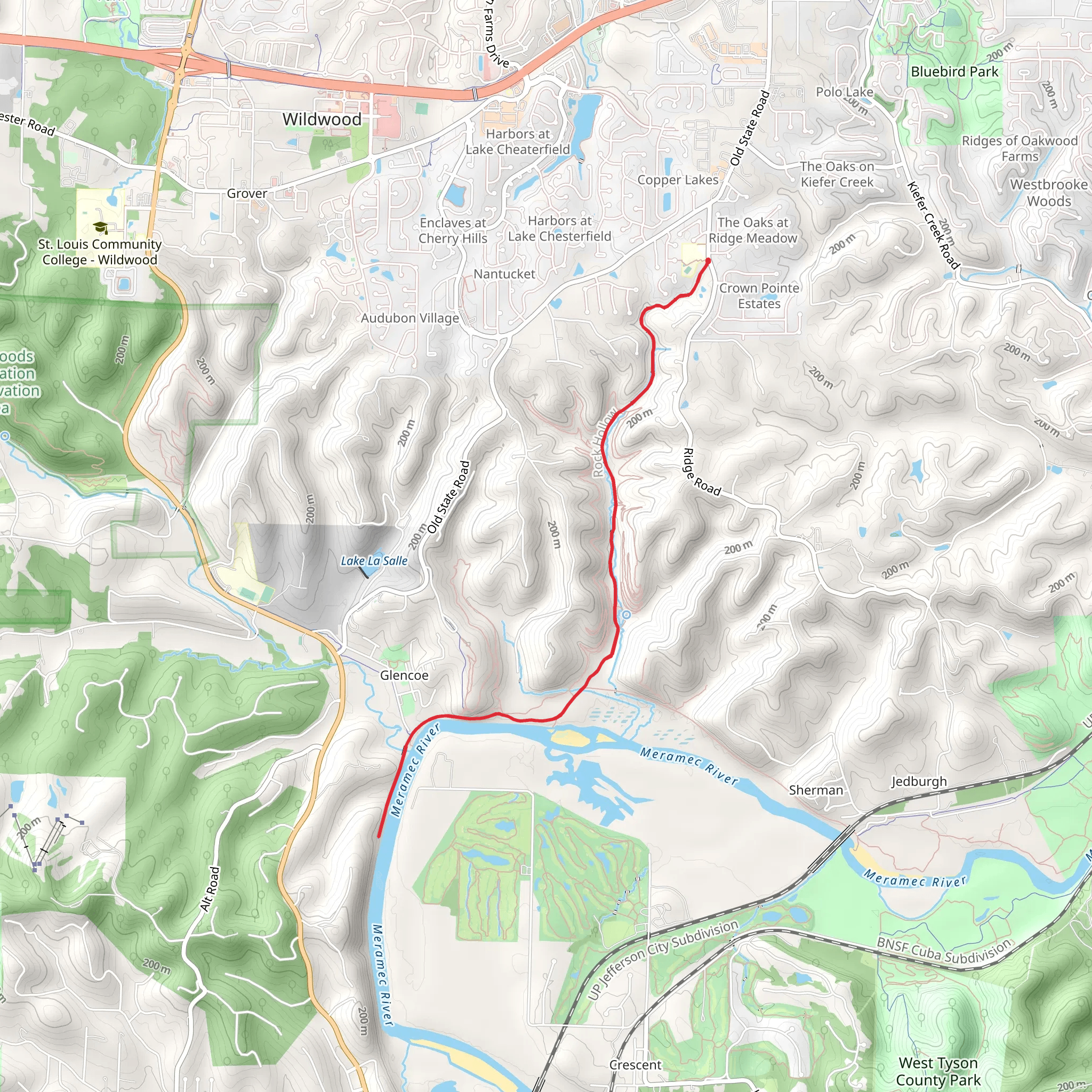Al Foster Trail via Meramec River mobile static map
