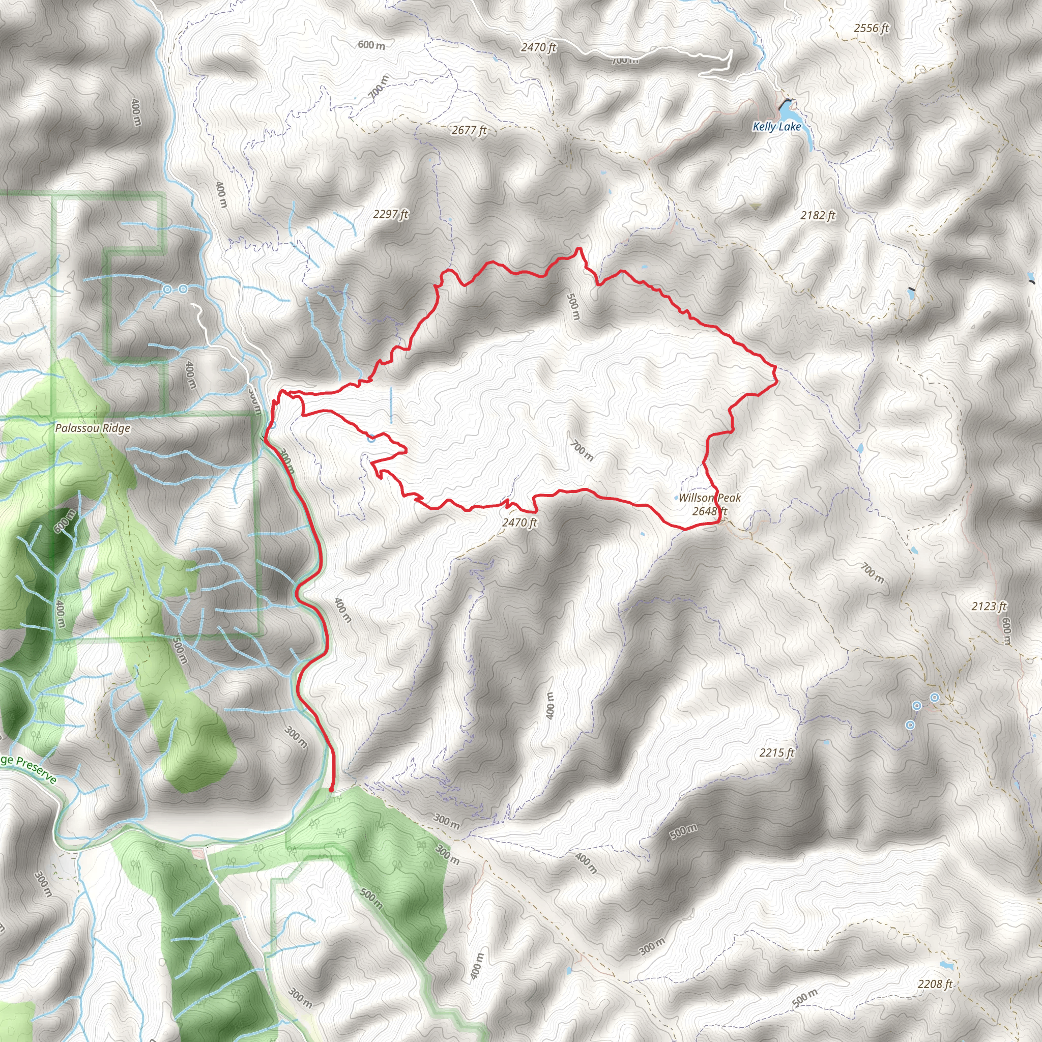 Willson Peak Loop from Hunting Hollow mobile static map