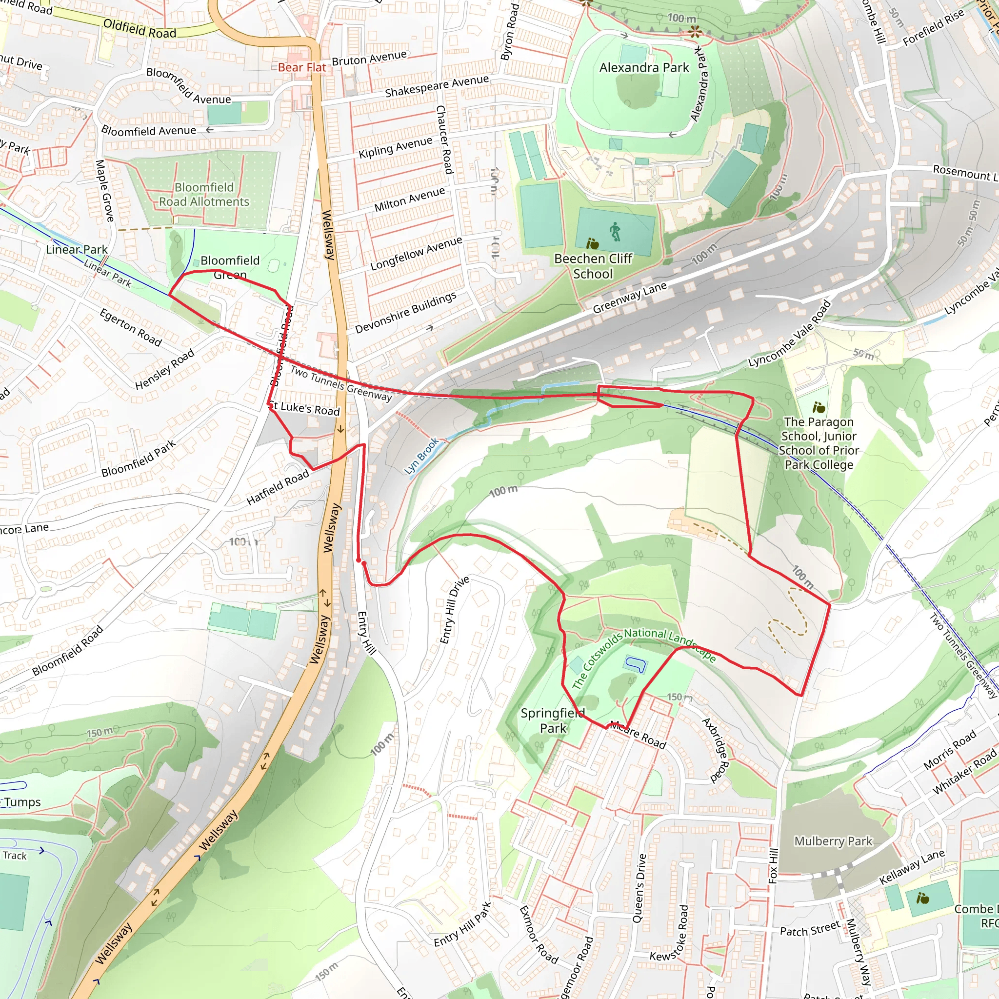 One Tunnel from Springfield Park mobile static map