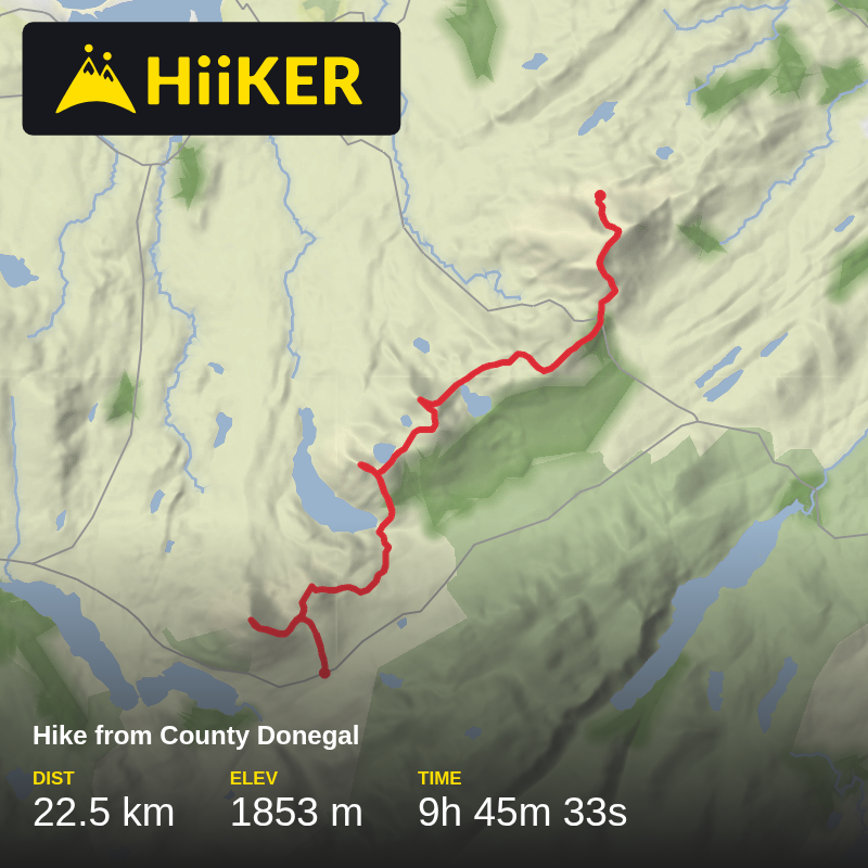 A map preview of the recording Hike from County Donegal.