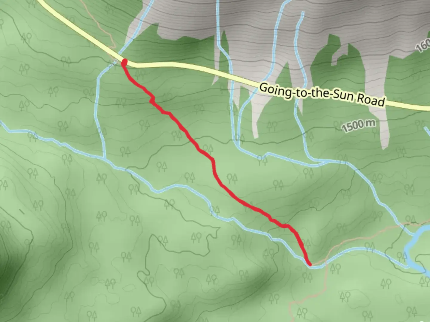 An image depicting the trail Piegan Pass - Short and its surrounding area.