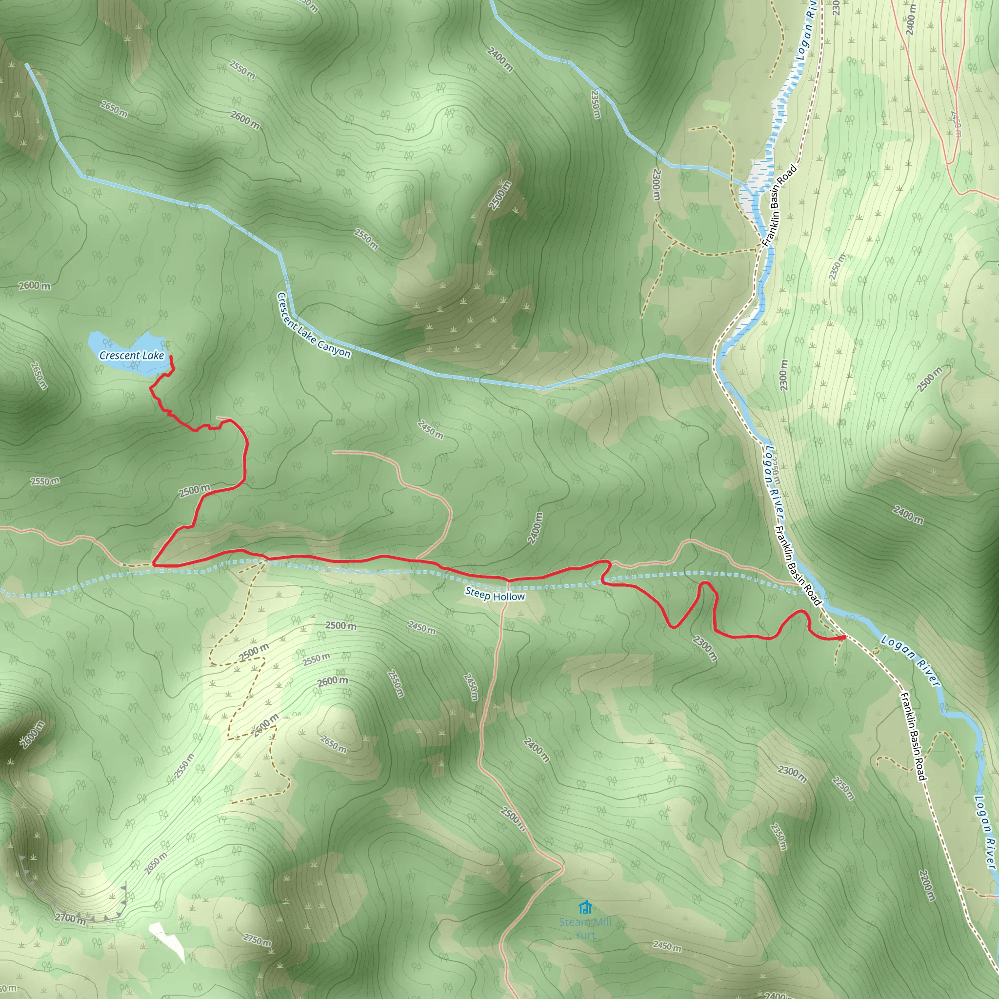 Crescent Lake from Franklin Basin Road mobile static map