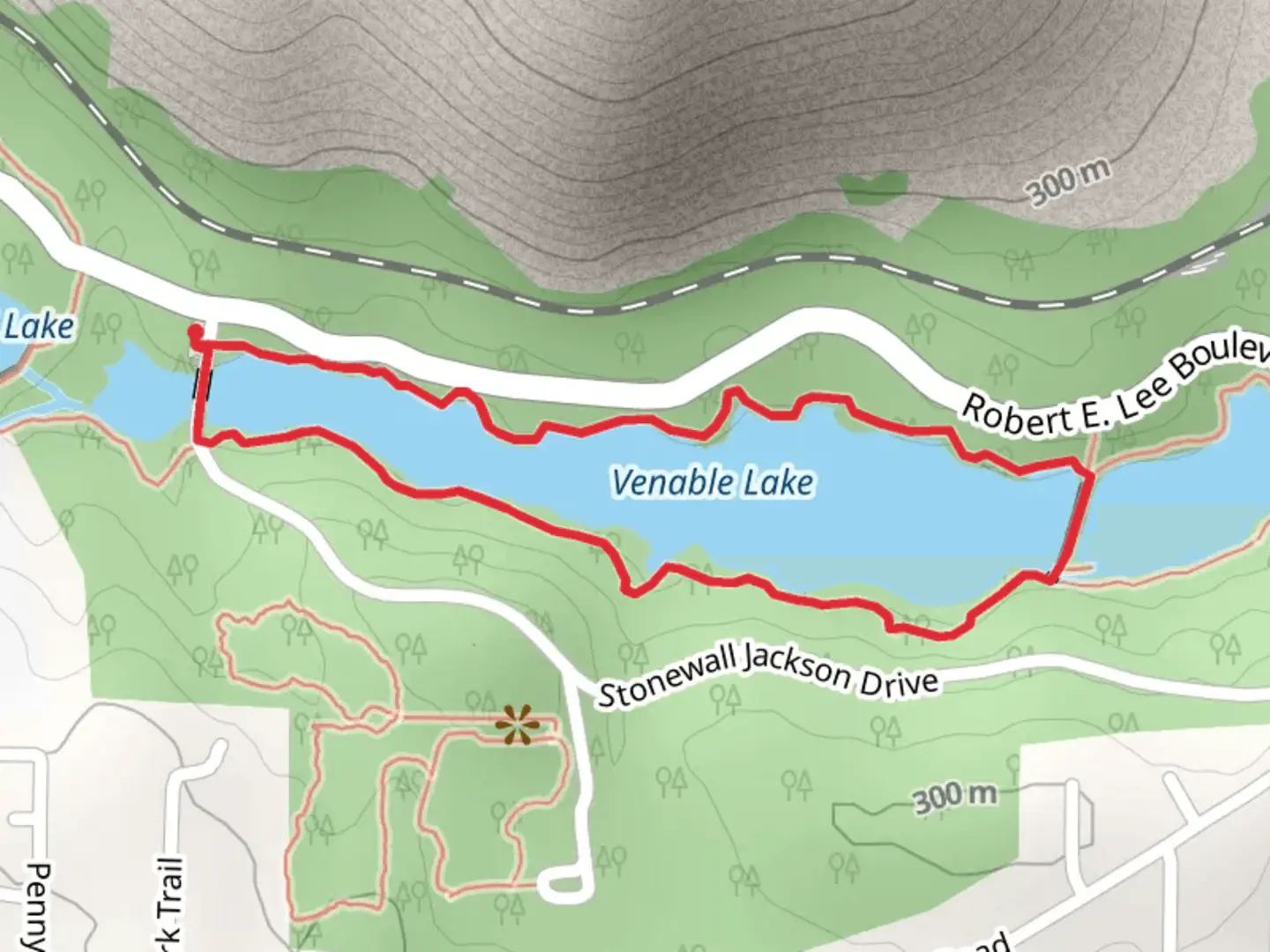 An image depicting the trail Venable Lake Loop and its surrounding area.