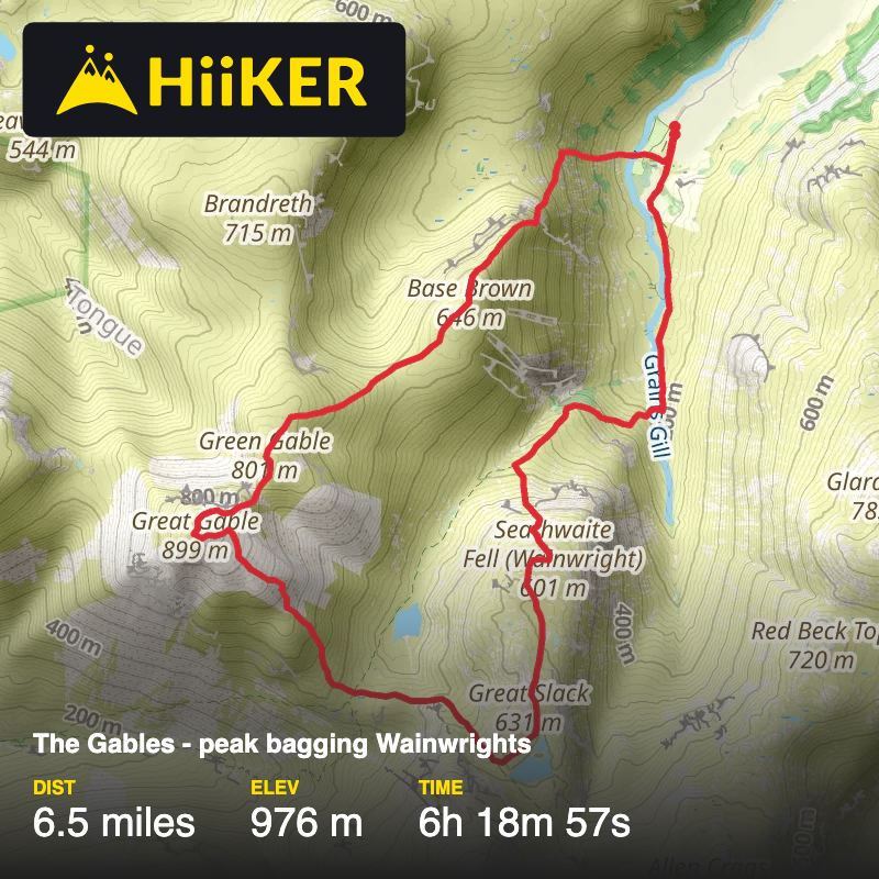 A map preview of the recording The Gables  - peak bagging Wainwrights .