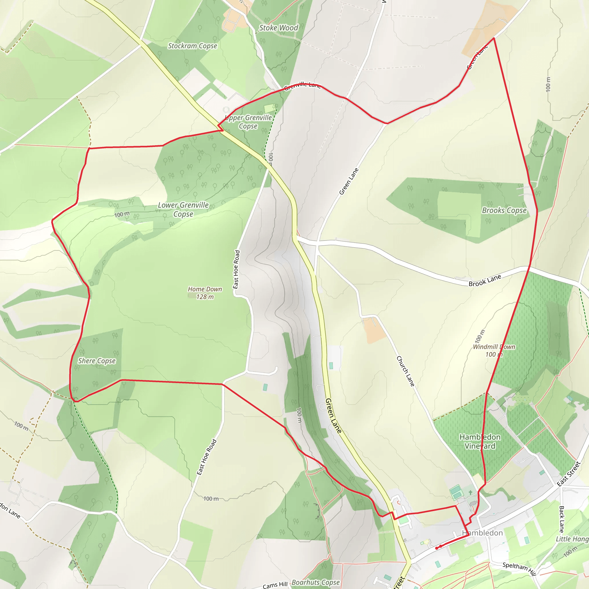 Windmill Down and Wayfarers Walk mobile static map