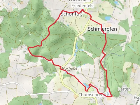 Erlenweiher via Friedenfels Rundwanderweg Gruen