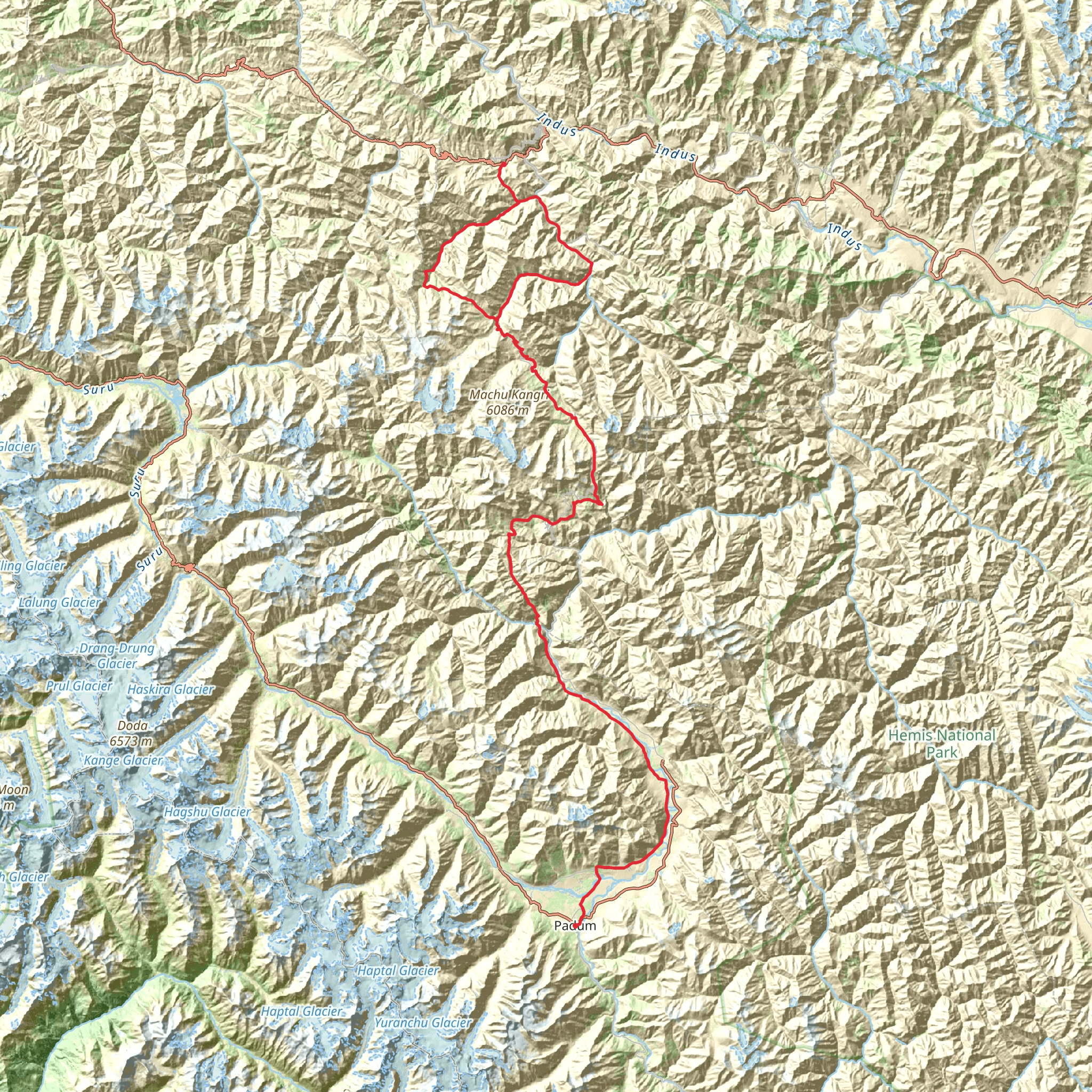 Lamayuru to Padum Trek mobile static map