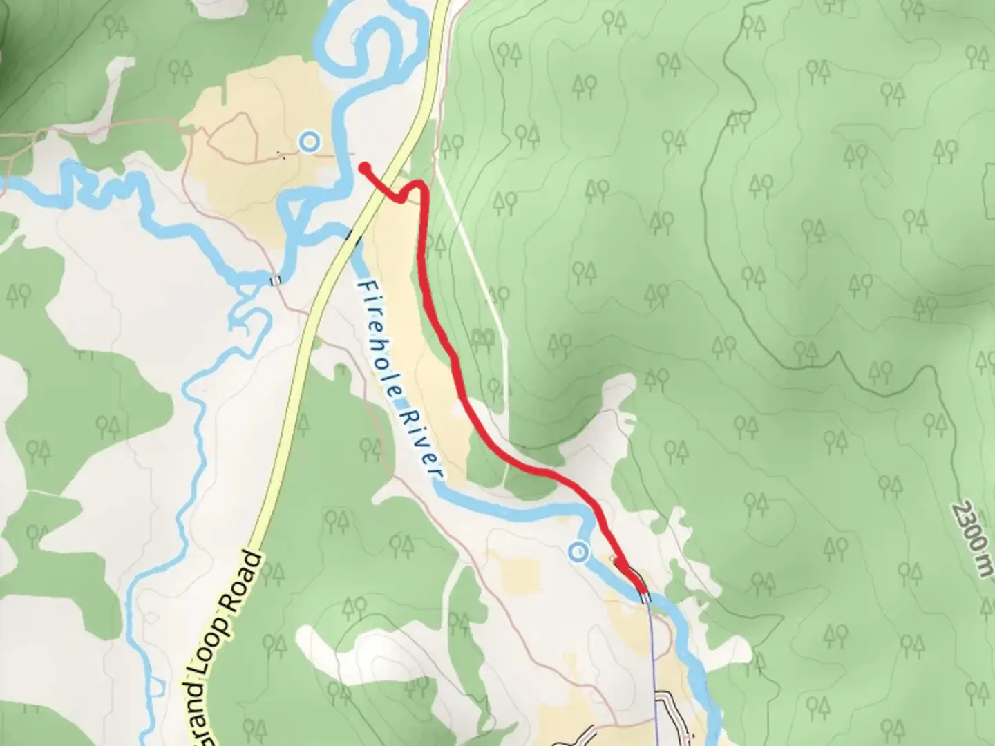 An image depicting the trail Firehole River via CDT and its surrounding area.