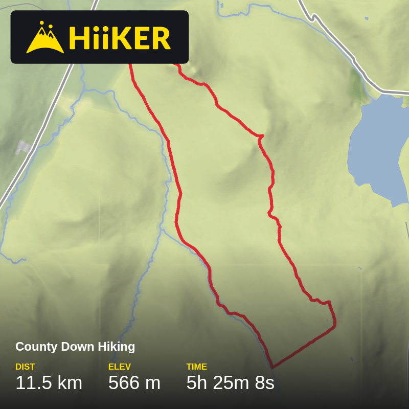A map preview of the recording County Down Hiking.
