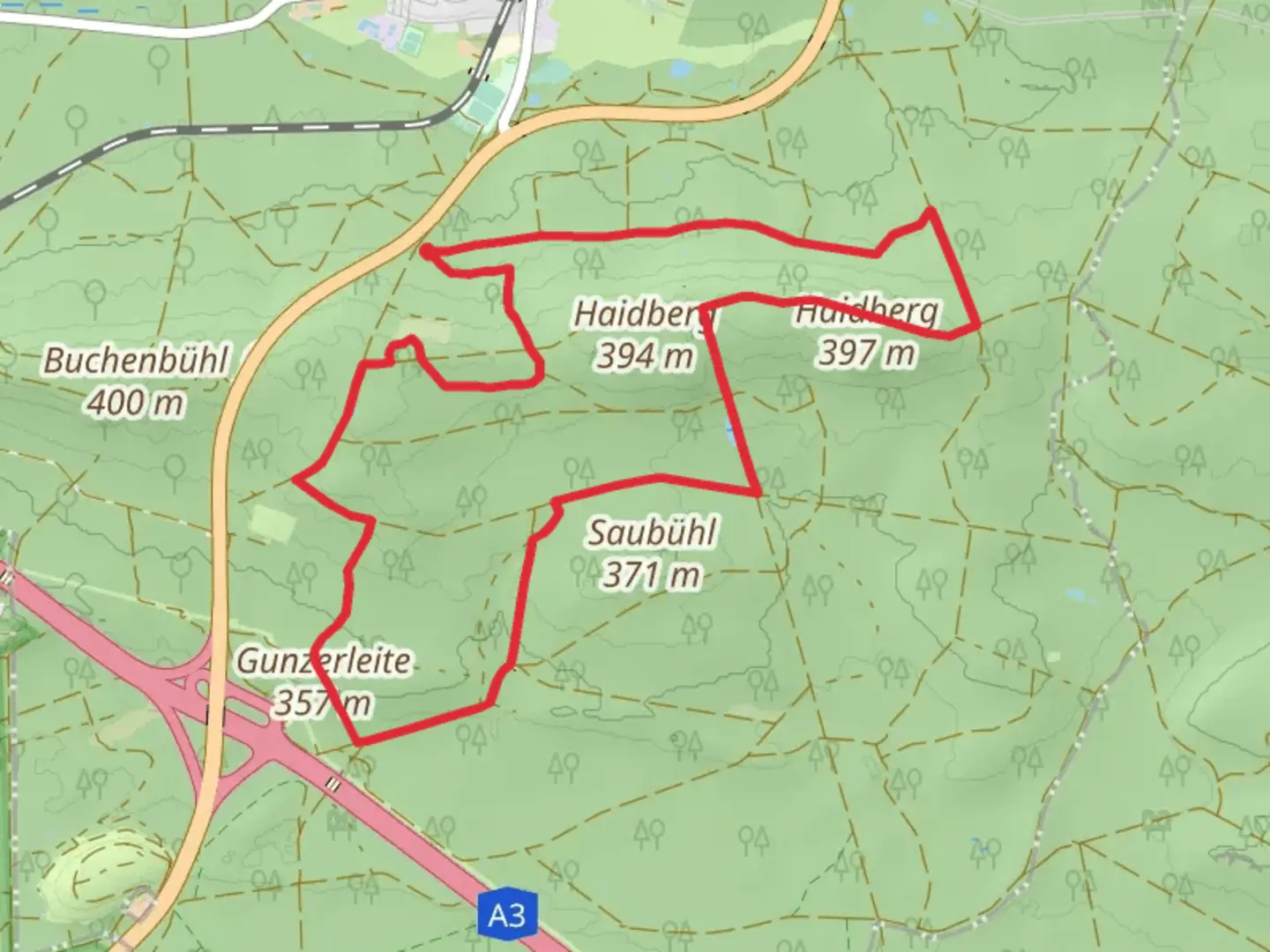 An image depicting the trail Blaustrich Loop and its surrounding area.
