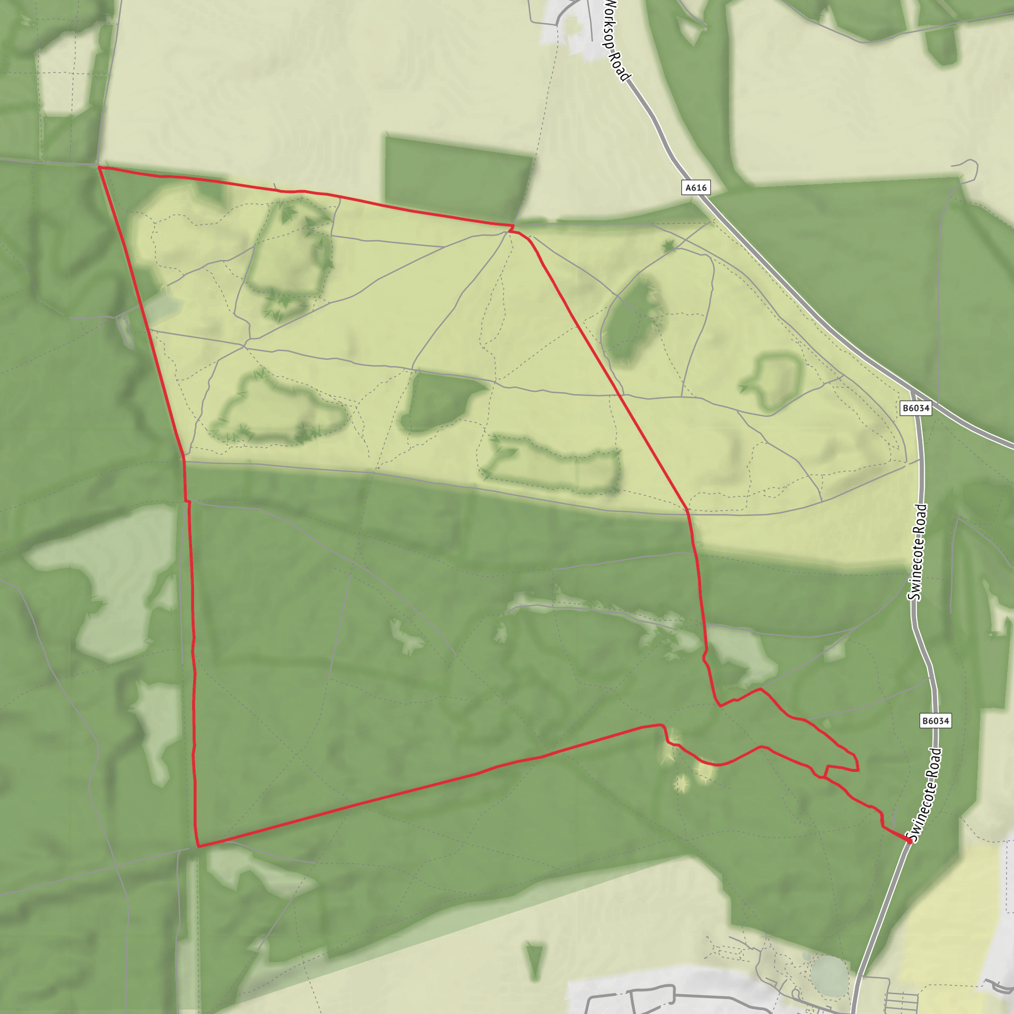 The Major Oak, Budby South Forest and Sherwood Forest Loop mobile static map