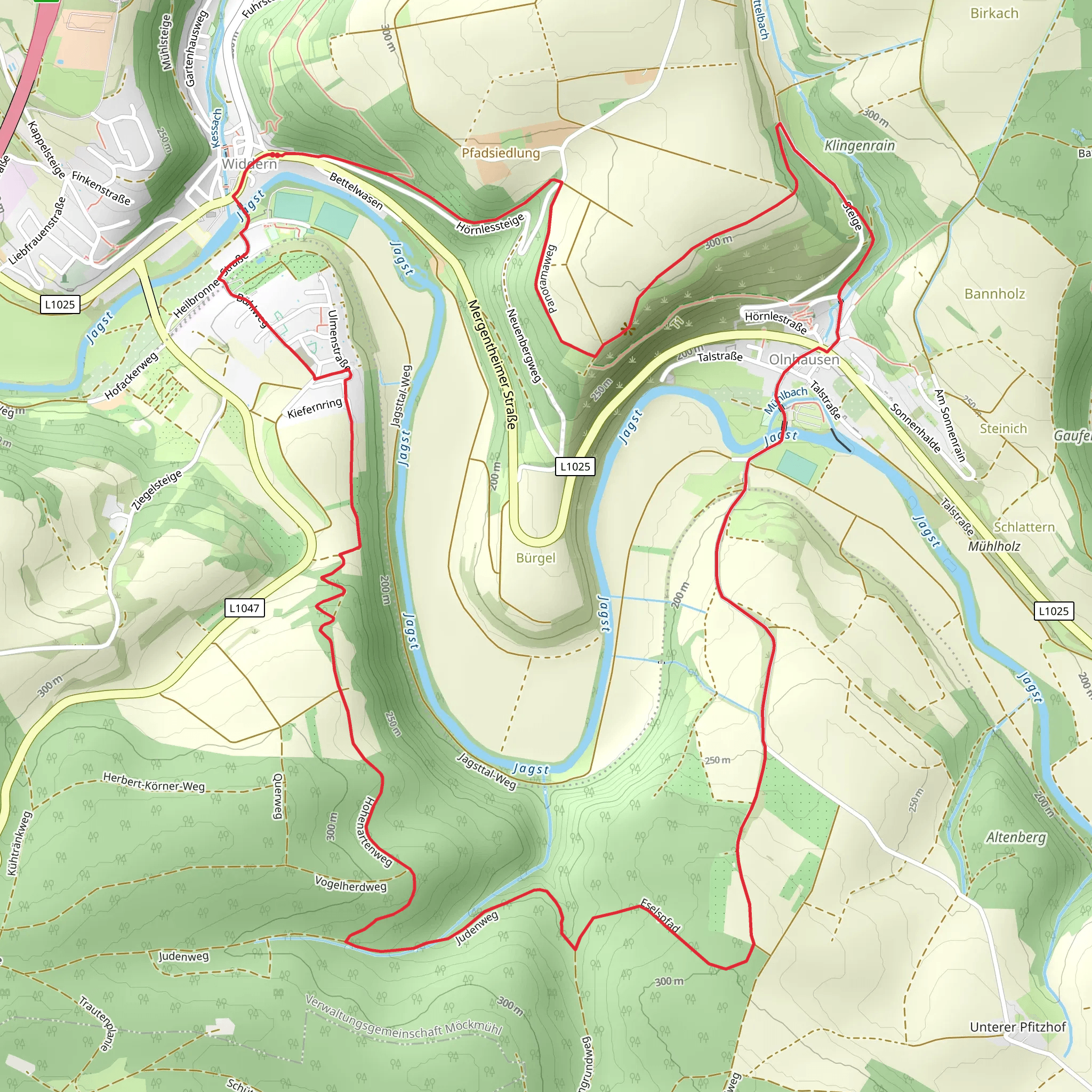 Olnhausen-Widdern Loop mobile static map