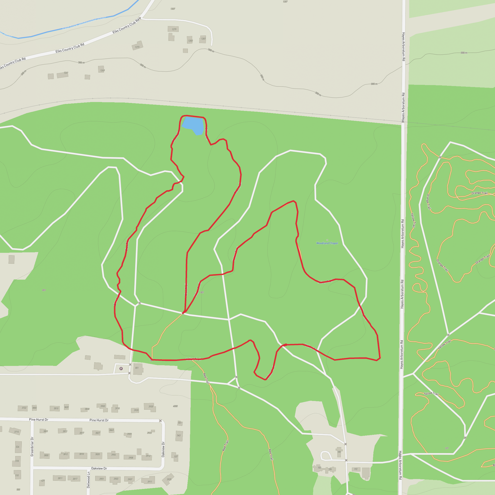 Reserach Pond via Yellow Trail and Blue Trail Loop mobile static map