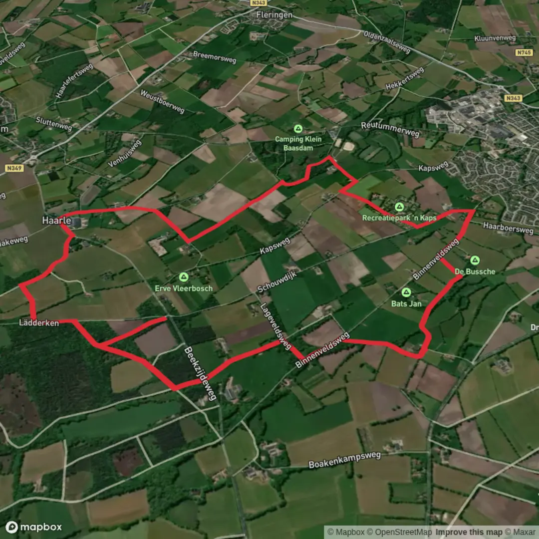 An image depicting the trail Grafheuvel and Lage Veld Loop and its surrounding area.