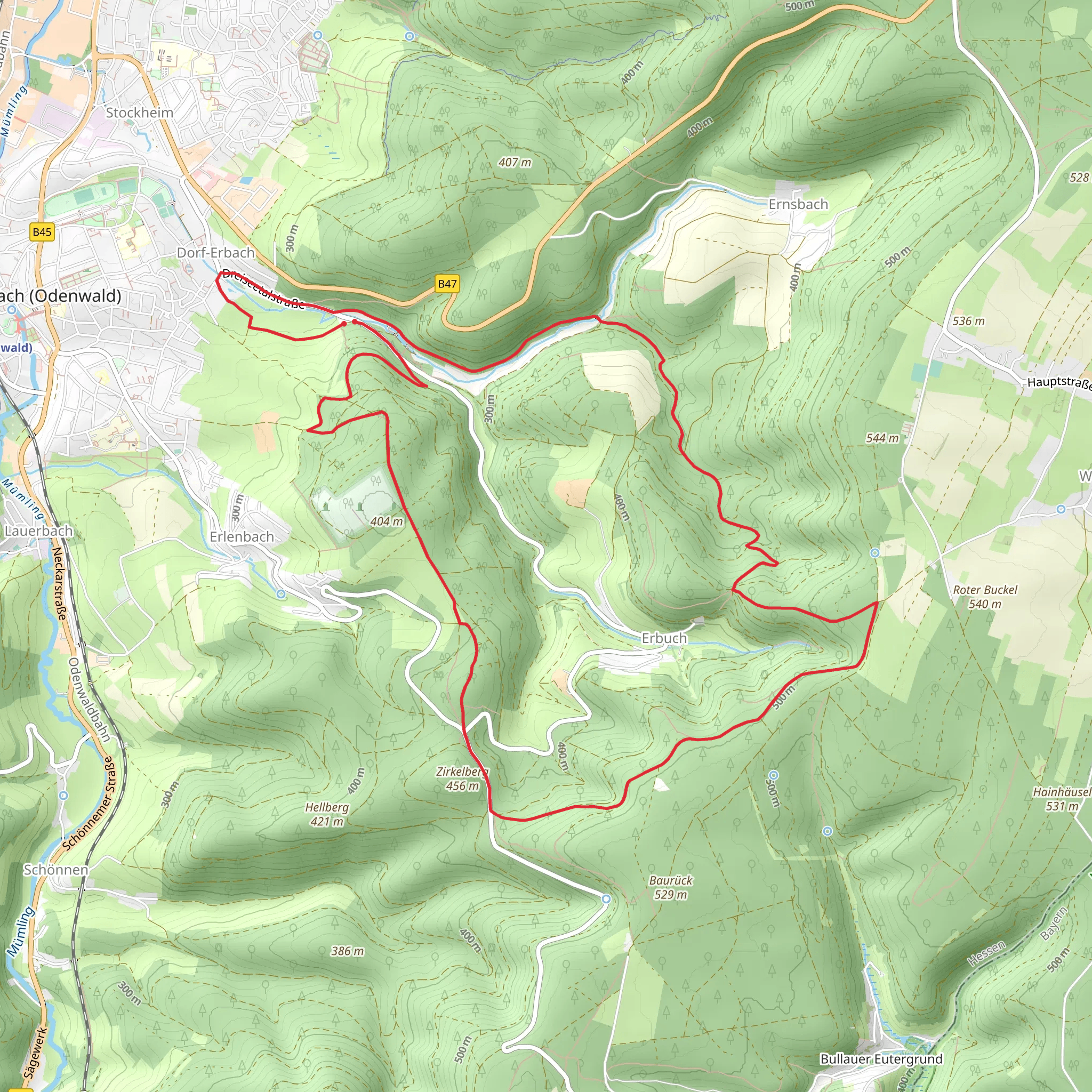 Rundwanderweg Erbach 6 mobile static map