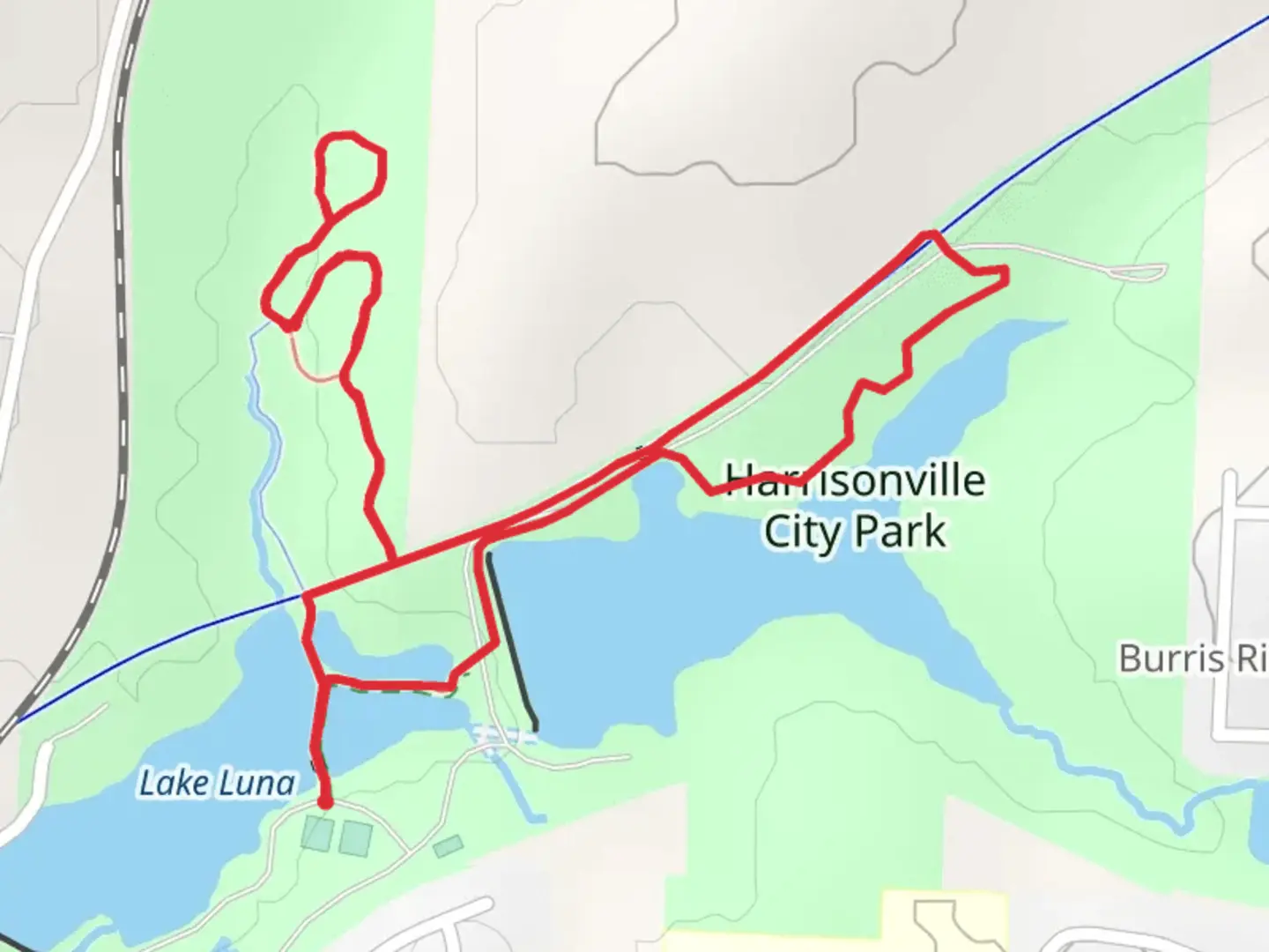 An image depicting the trail Lake Luna and City Lake Loop and its surrounding area.