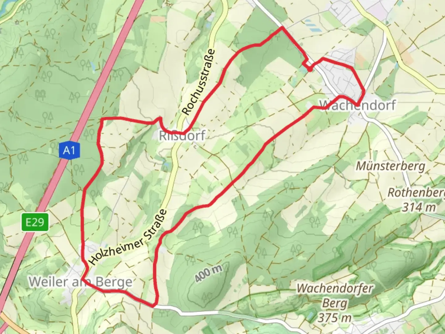 An image depicting the trail Wachendorf Rundweg and its surrounding area.