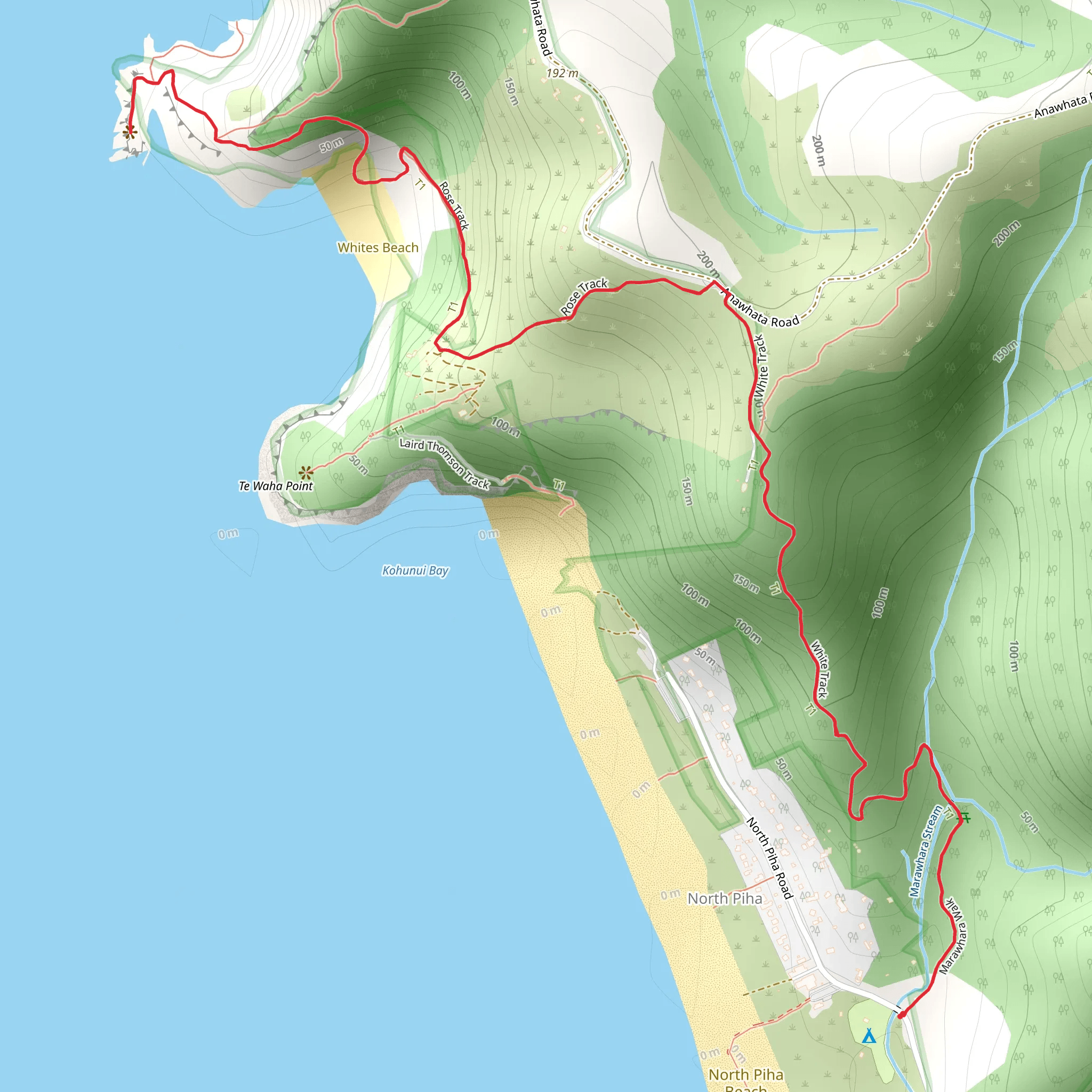 Fishermans Rock via White and Rose Track mobile static map