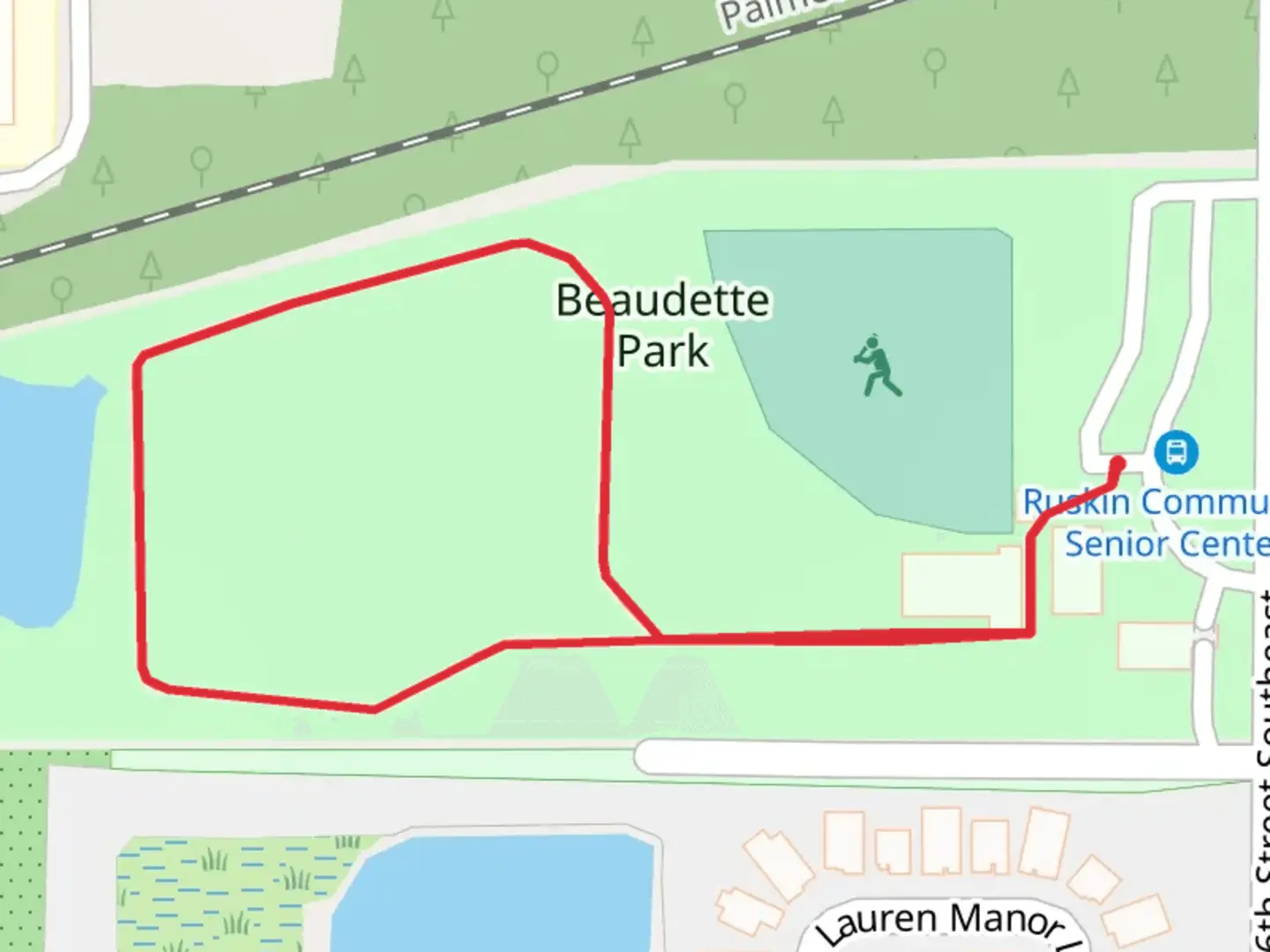 An image depicting the trail Beaudette Park Loop and its surrounding area.