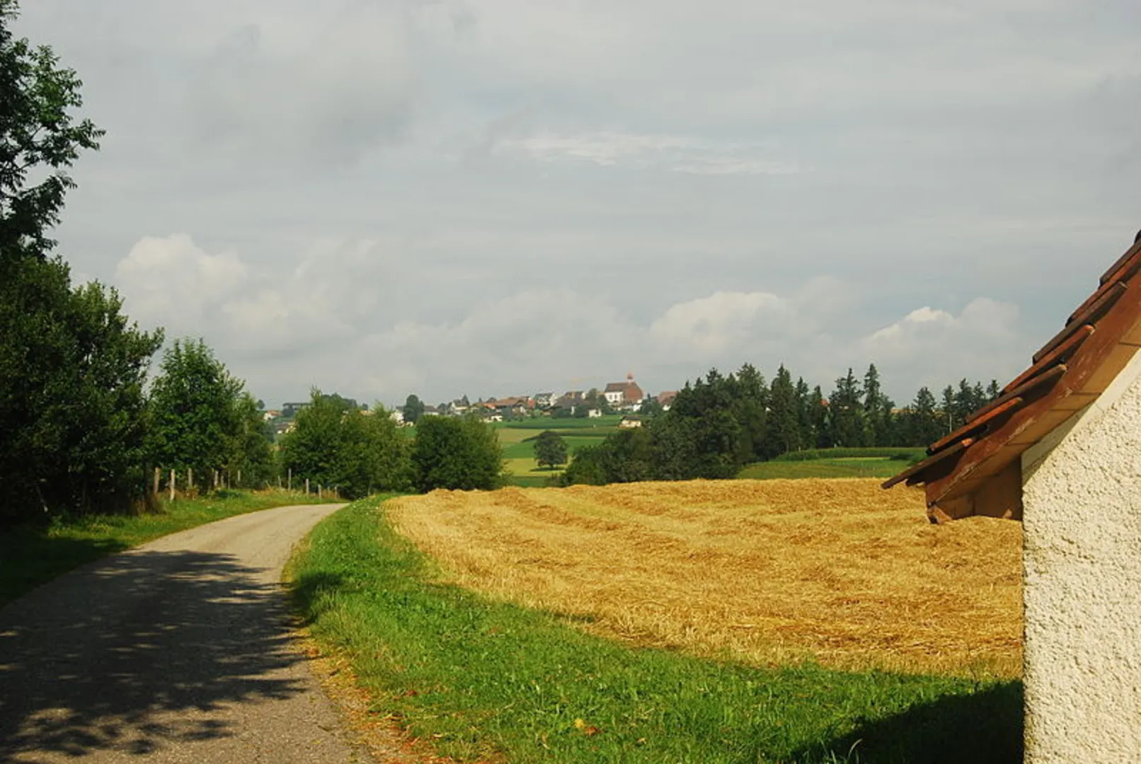 An image depicting the trail Holzwunderweg Chilchwäldli Ufhusen and its surrounding area.