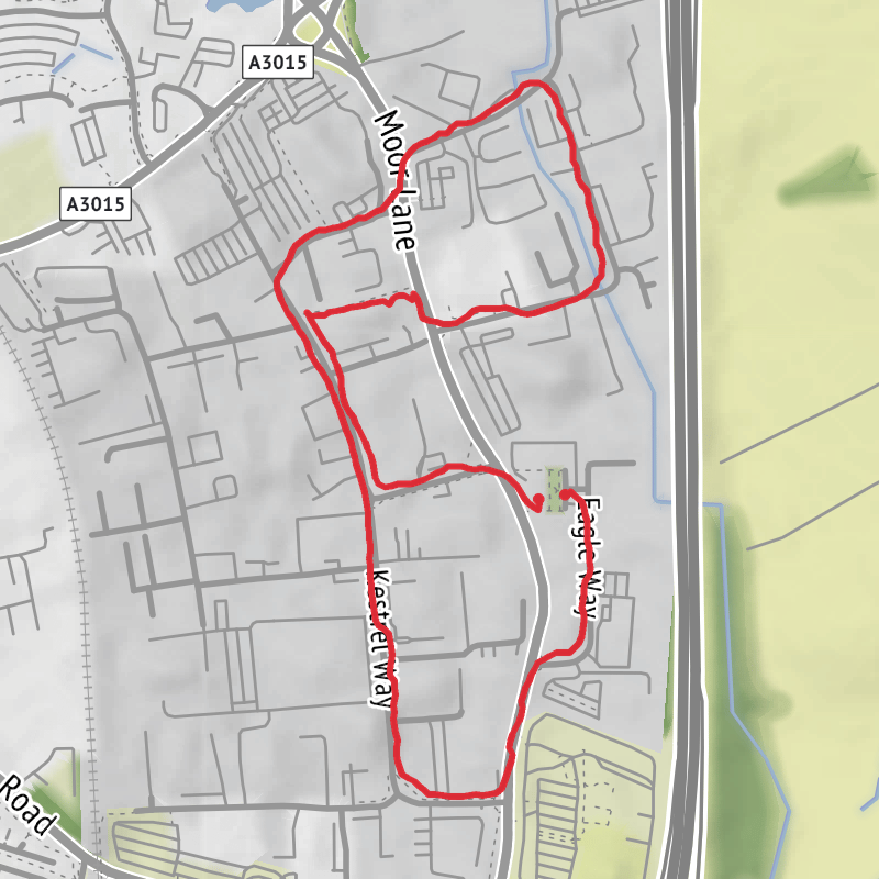 A map preview of the recording Hike from Sowton Industrial Estate.
