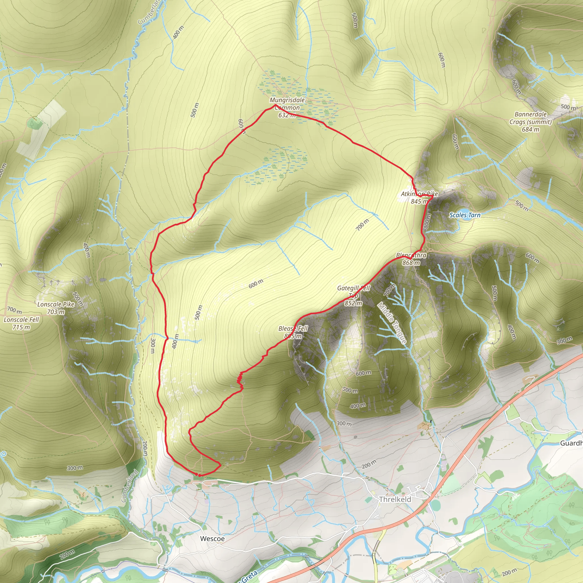 Blencathra and Mungrisdale Common Loop mobile static map
