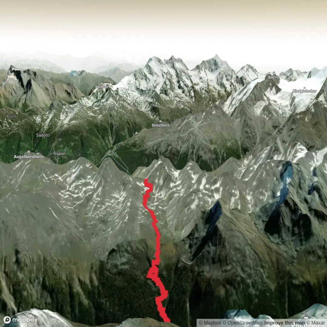 An image depicting the trail Gruben - St Niklaus and its surrounding area.
