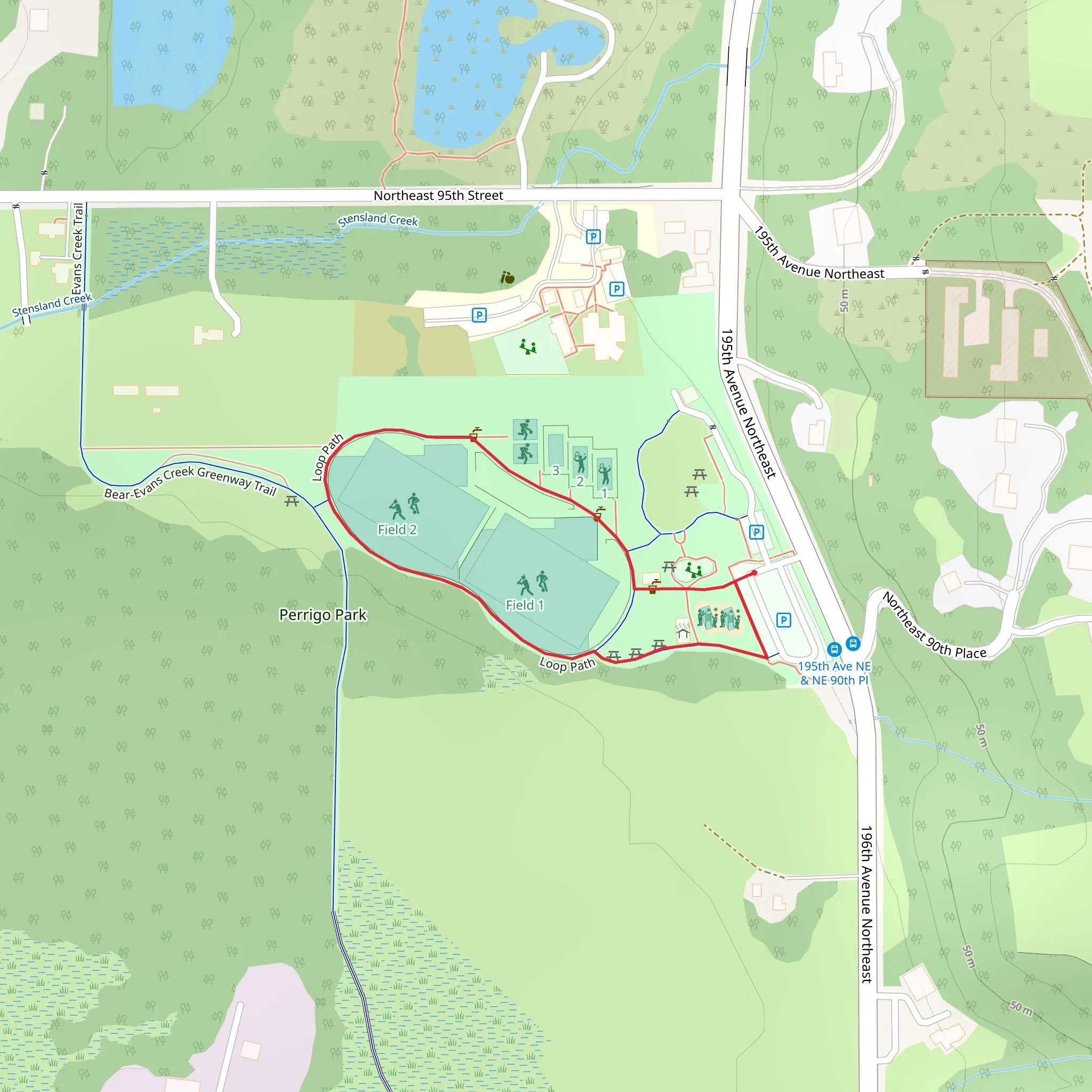 Field 1 and 2 Loop mobile static map