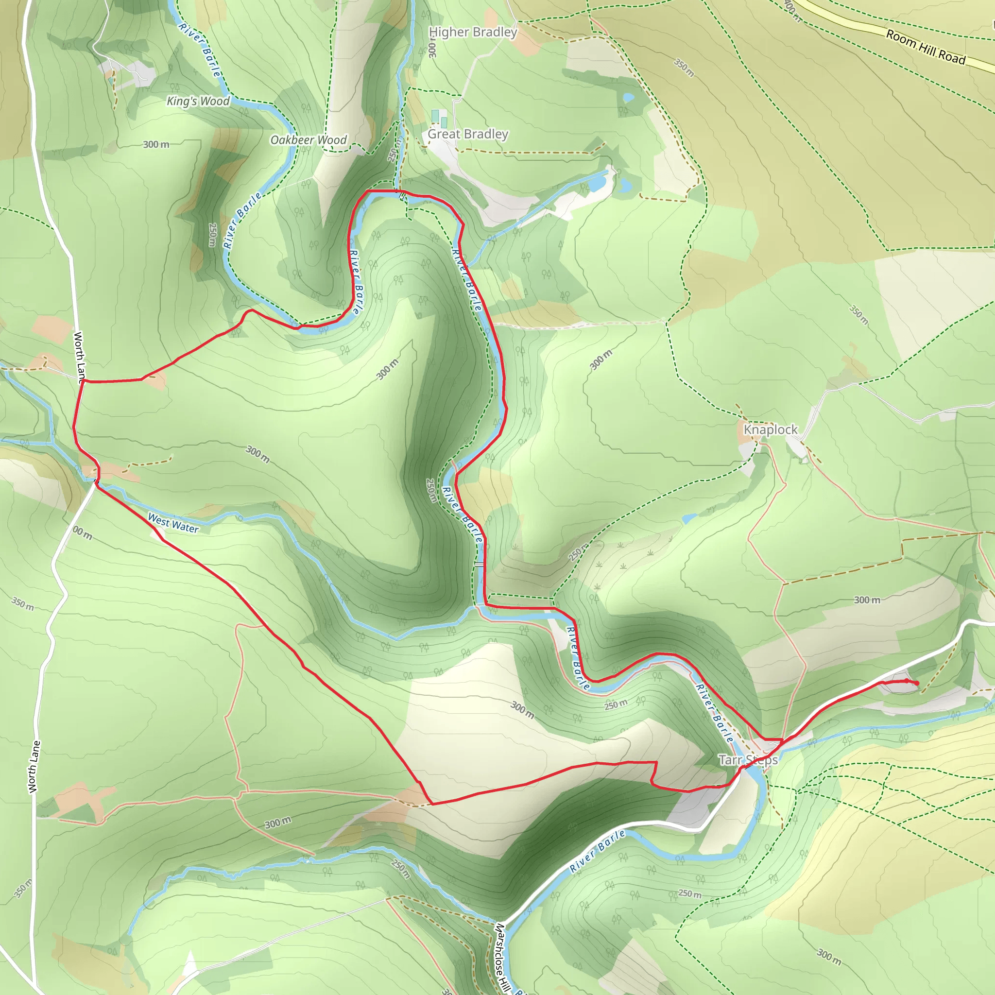 Tarr Steps Woodland NNR and Bradley Wood mobile static map