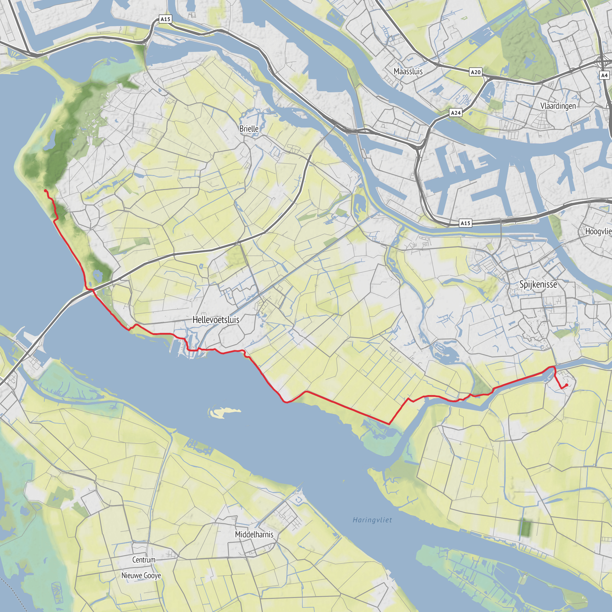 Hike from Nieuw-Beijerland to Rockanje mobile static map
