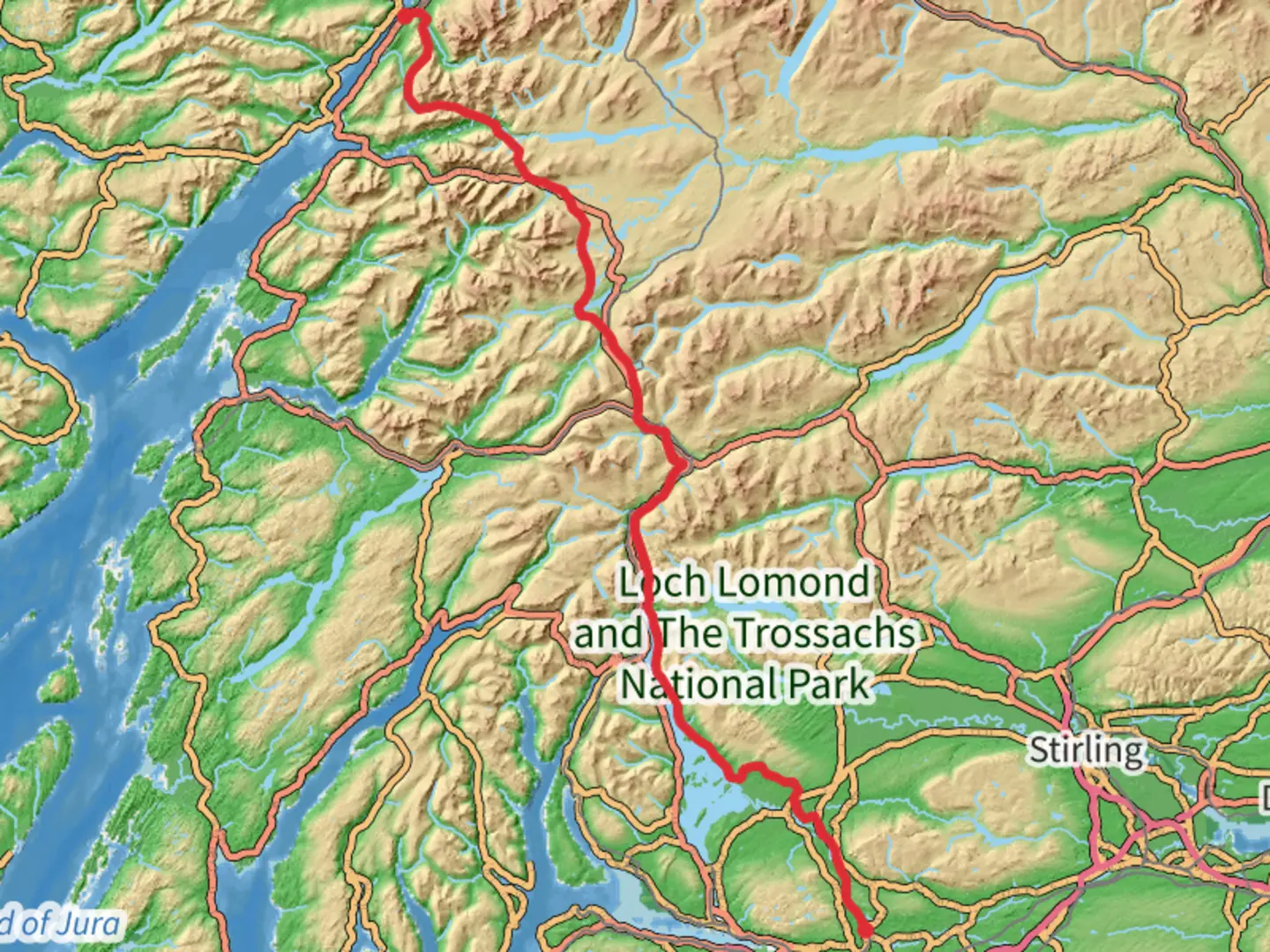 An image depicting the trail West Highland Way and its surrounding area.