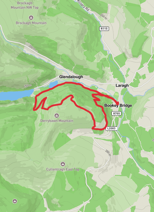 Laragh woolen mills, Green Road, forest track, CP mobile static map