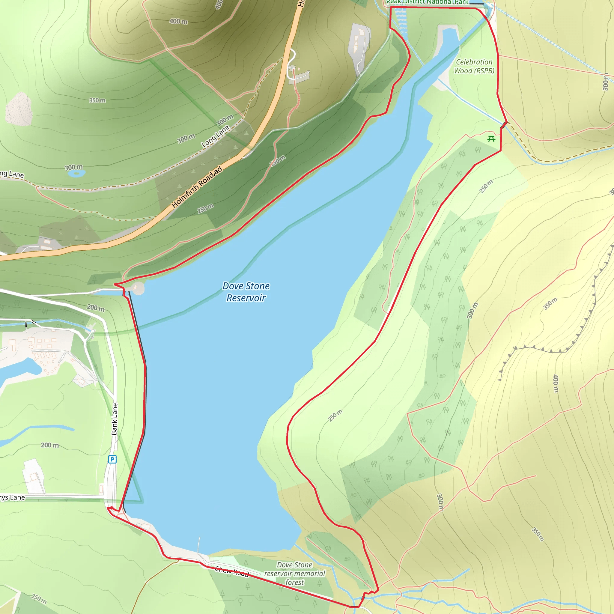 Dove Stone Reservoir Loop mobile static map