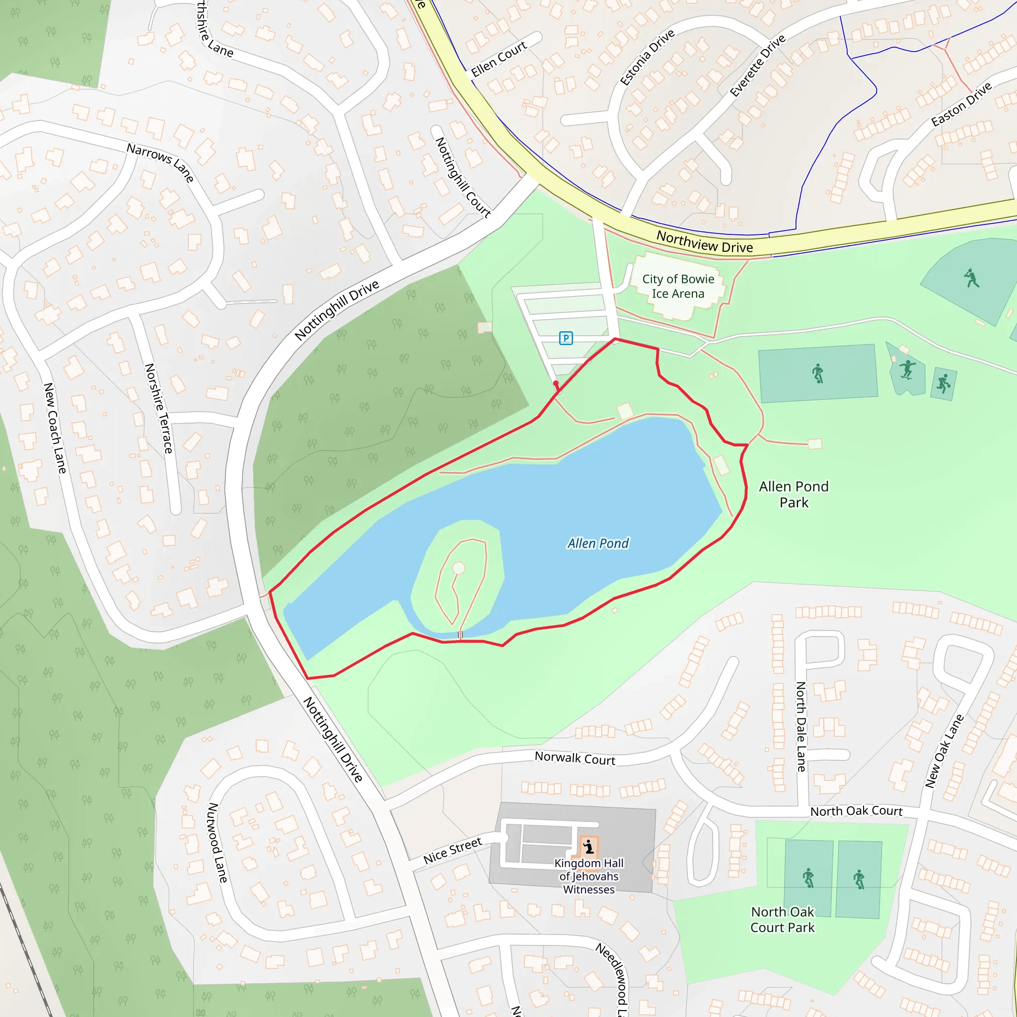 Allen Pond Park Loop mobile static map