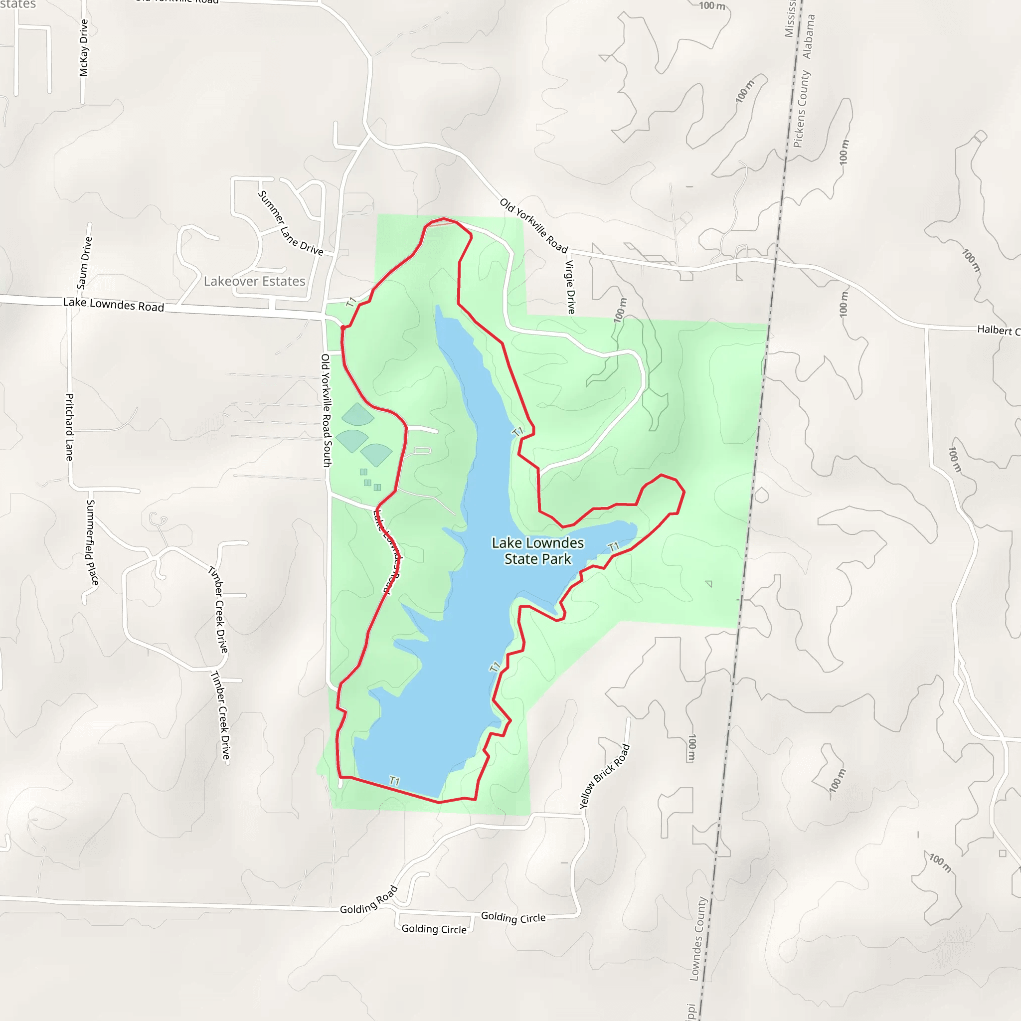 Lake Lowndes Loop mobile static map