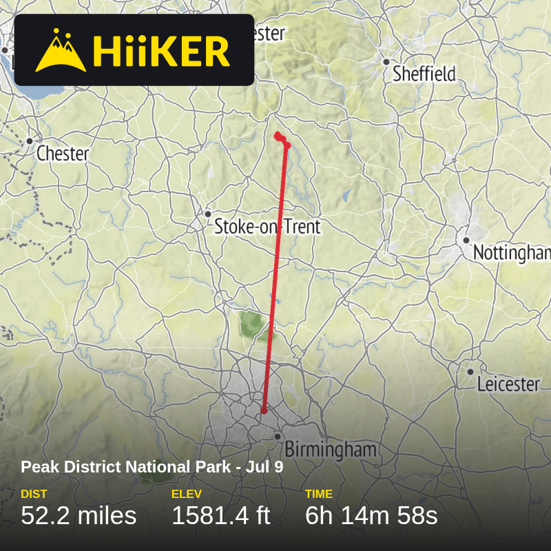 A map preview of the recording Peak District National Park - Jul 9.