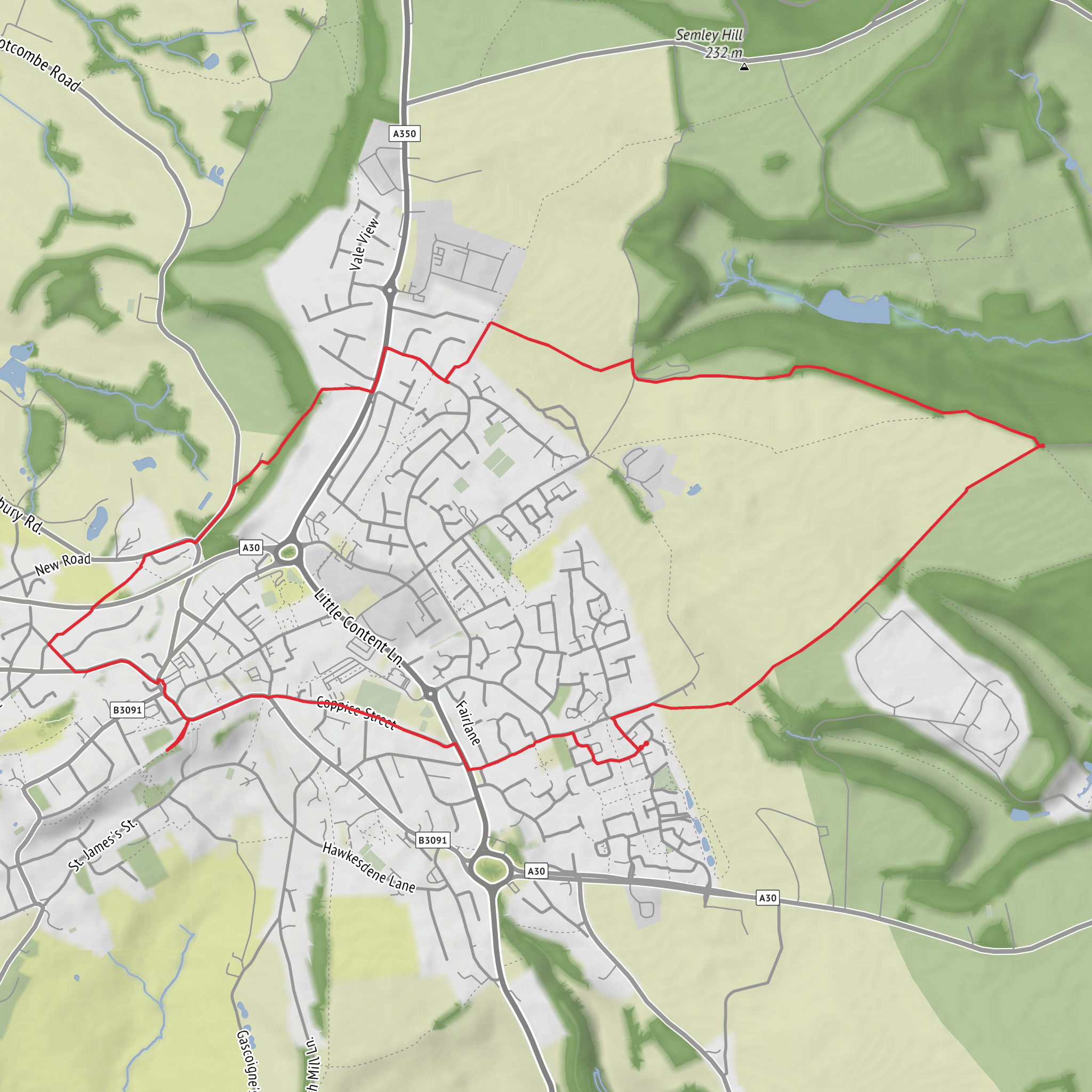 Short Shaftesbury Walk mobile static map