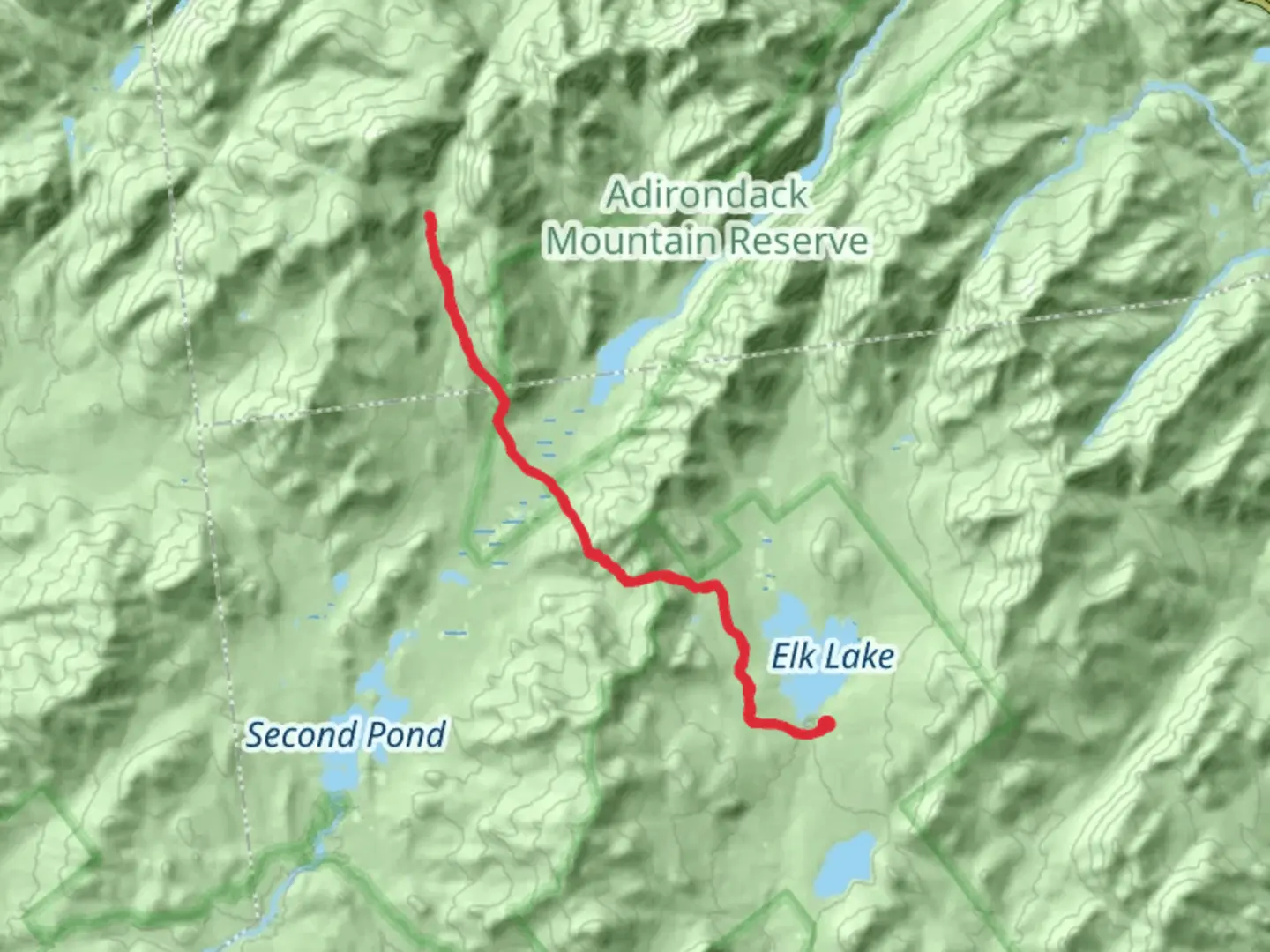An image depicting the trail Elk Lake - Marcy Trail and its surrounding area.