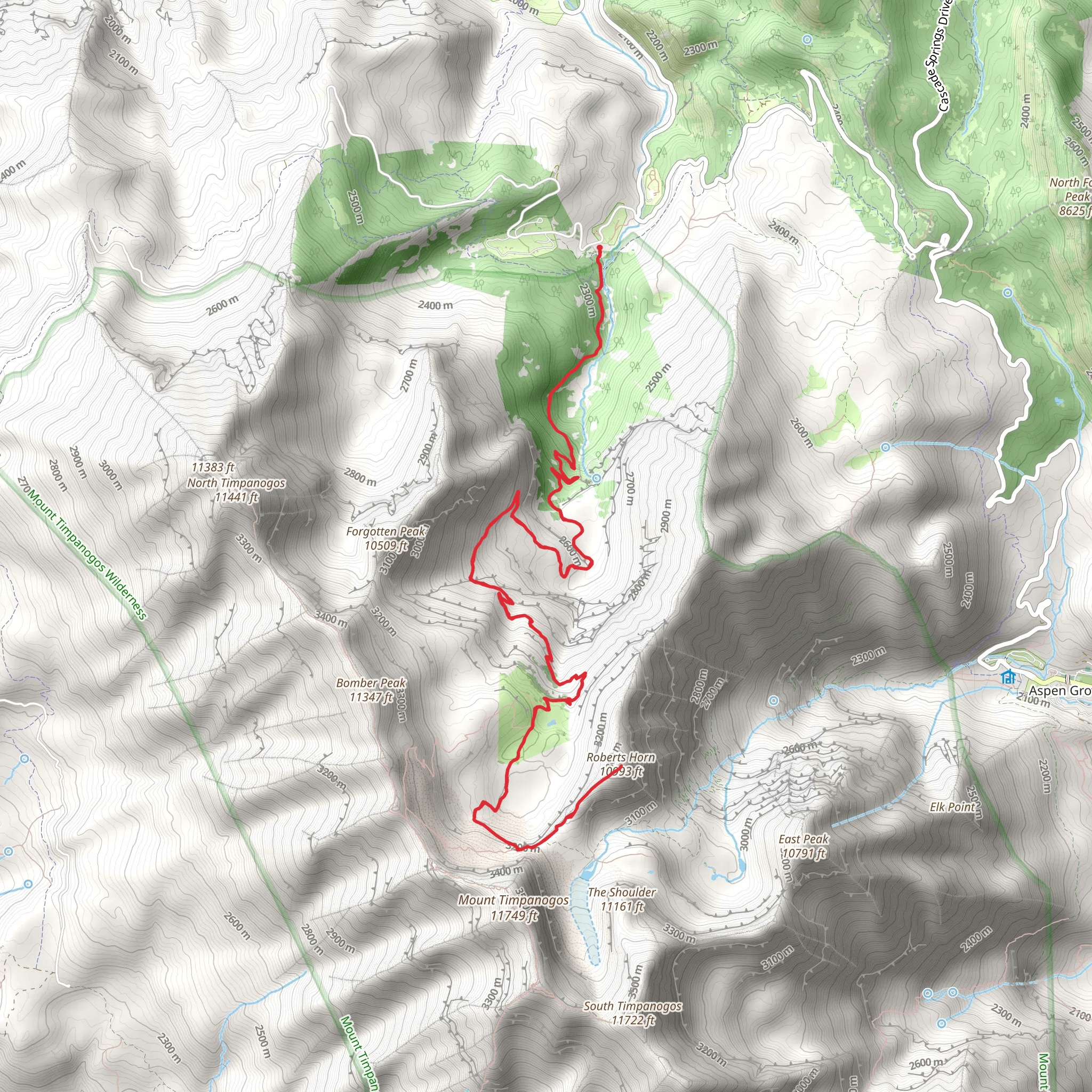 Roberts Horn via Timpooneke Trail mobile static map
